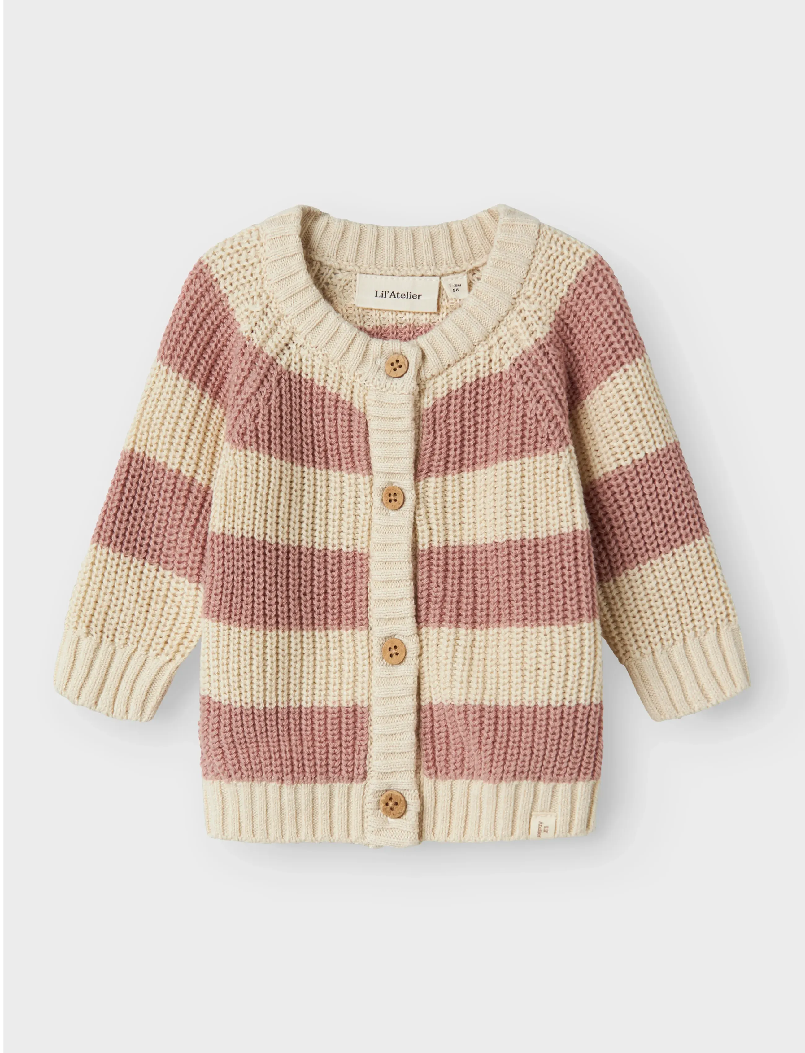 Lil'Atelier Nbfemlen Knit Card Stripe Lil, Børn, Stribet Strik Cardigan, Hvid, Str: 68