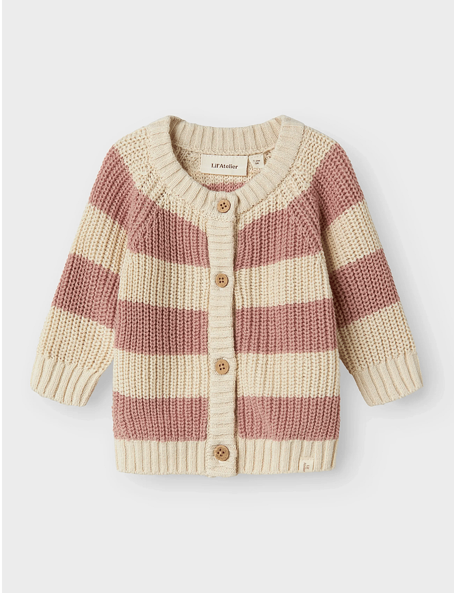 Lil'Atelier - NBFEMLEN KNIT CARD STRIPE LIL - cardigans - turtledove - 2