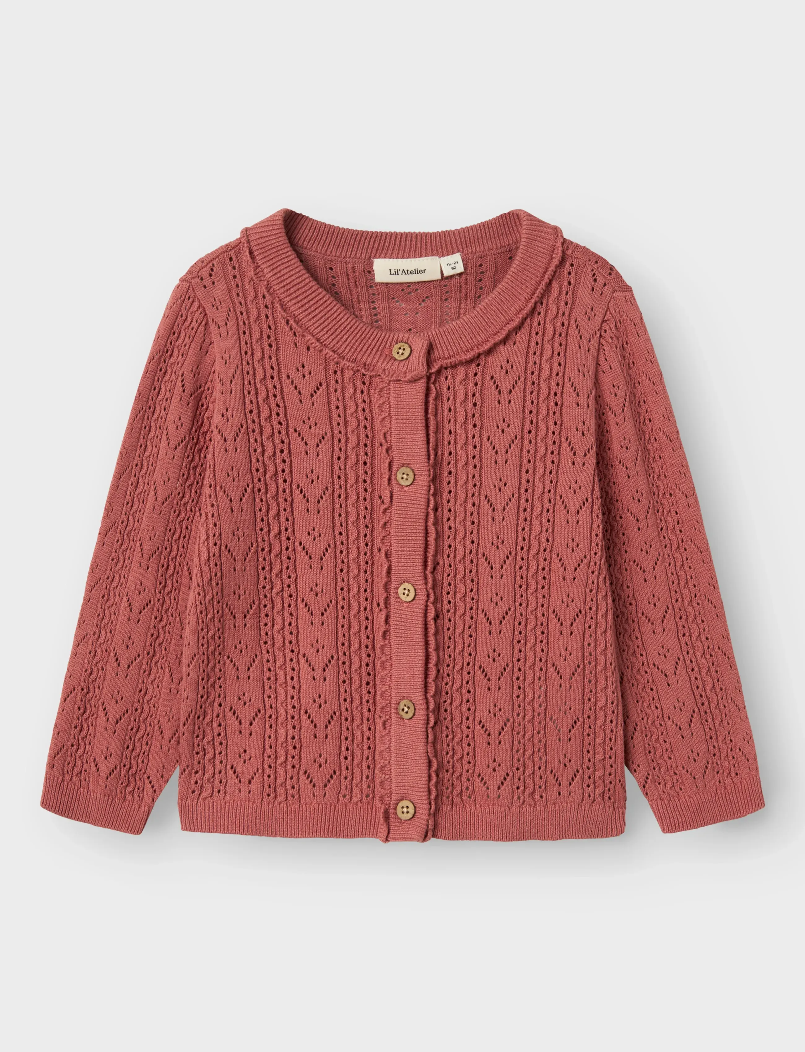Lil'Atelier Nmfkajsa Ls Knit Card Lil, 98, Knitwear, Rot - Cardigans, Kinder