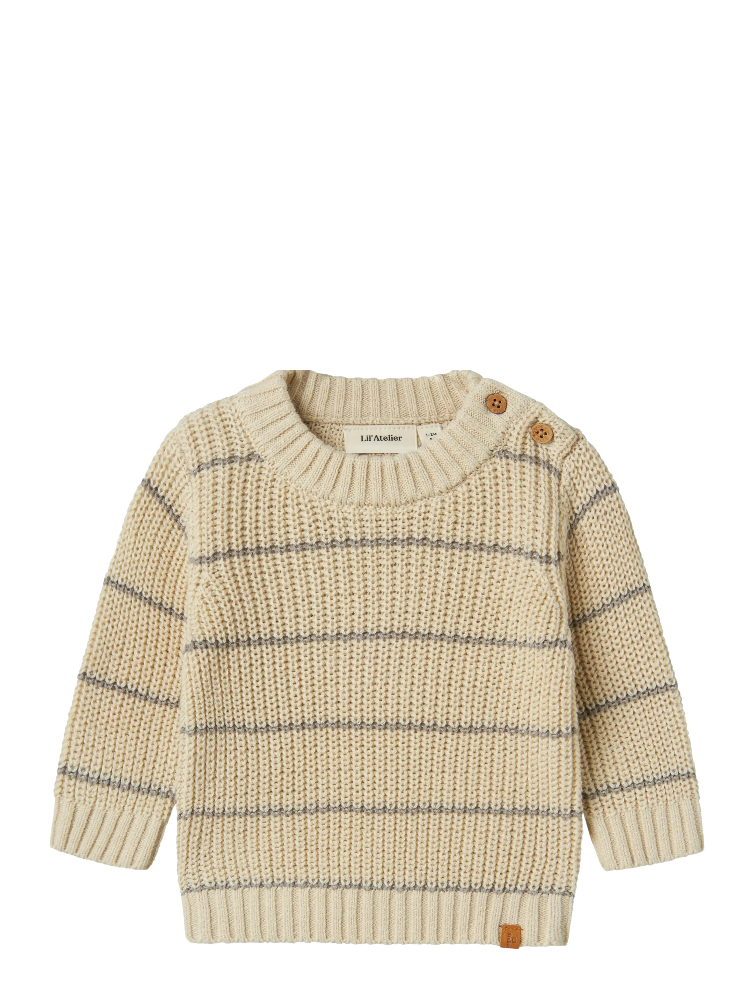 Lil'Atelier NBMEMLEN LS KNIT STRIPE LIL - Strickmode - TURTLEDOVE / beige