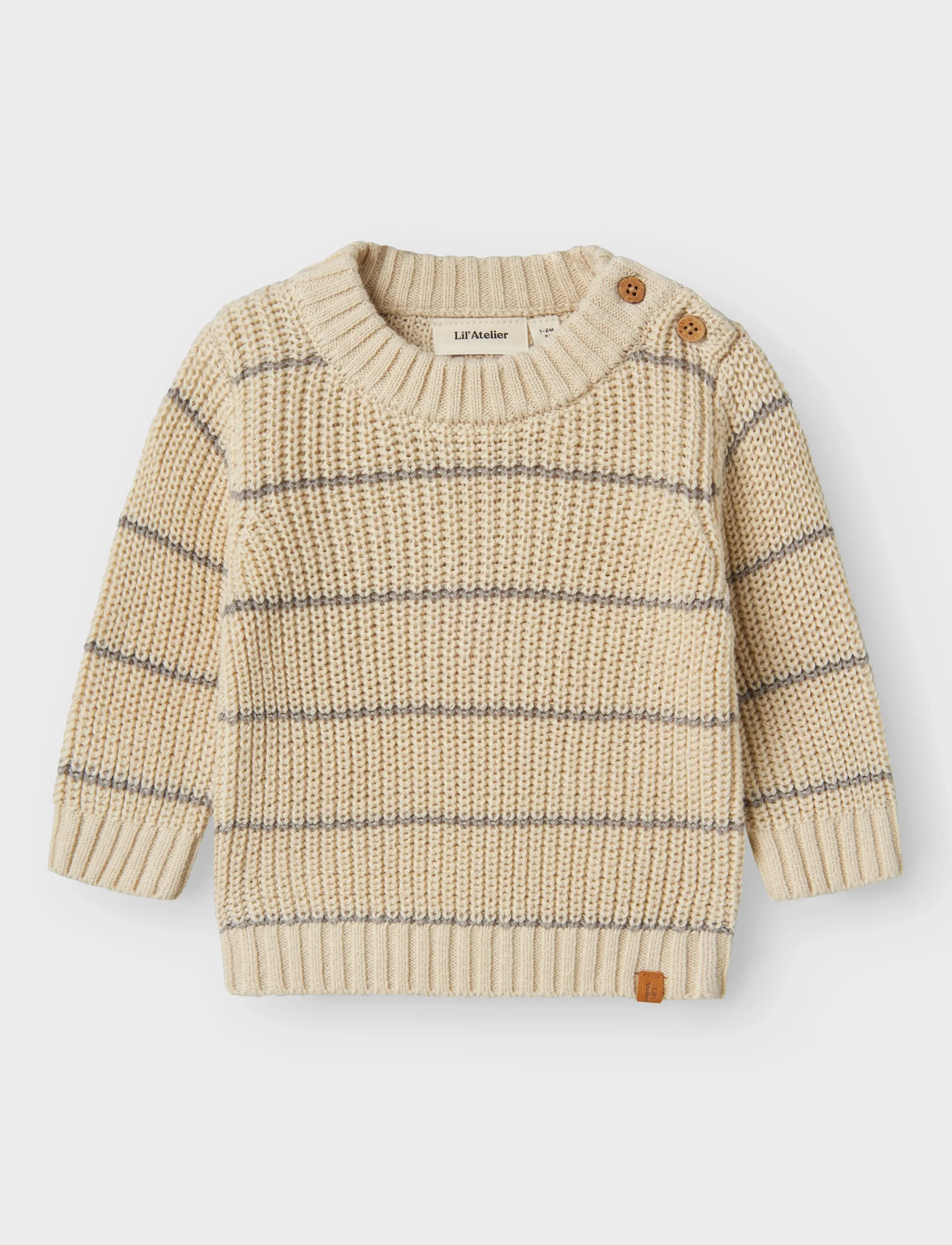 Lil'Atelier - NBMEMLEN LS KNIT STRIPE LIL - neulepuserot - turtledove - 2