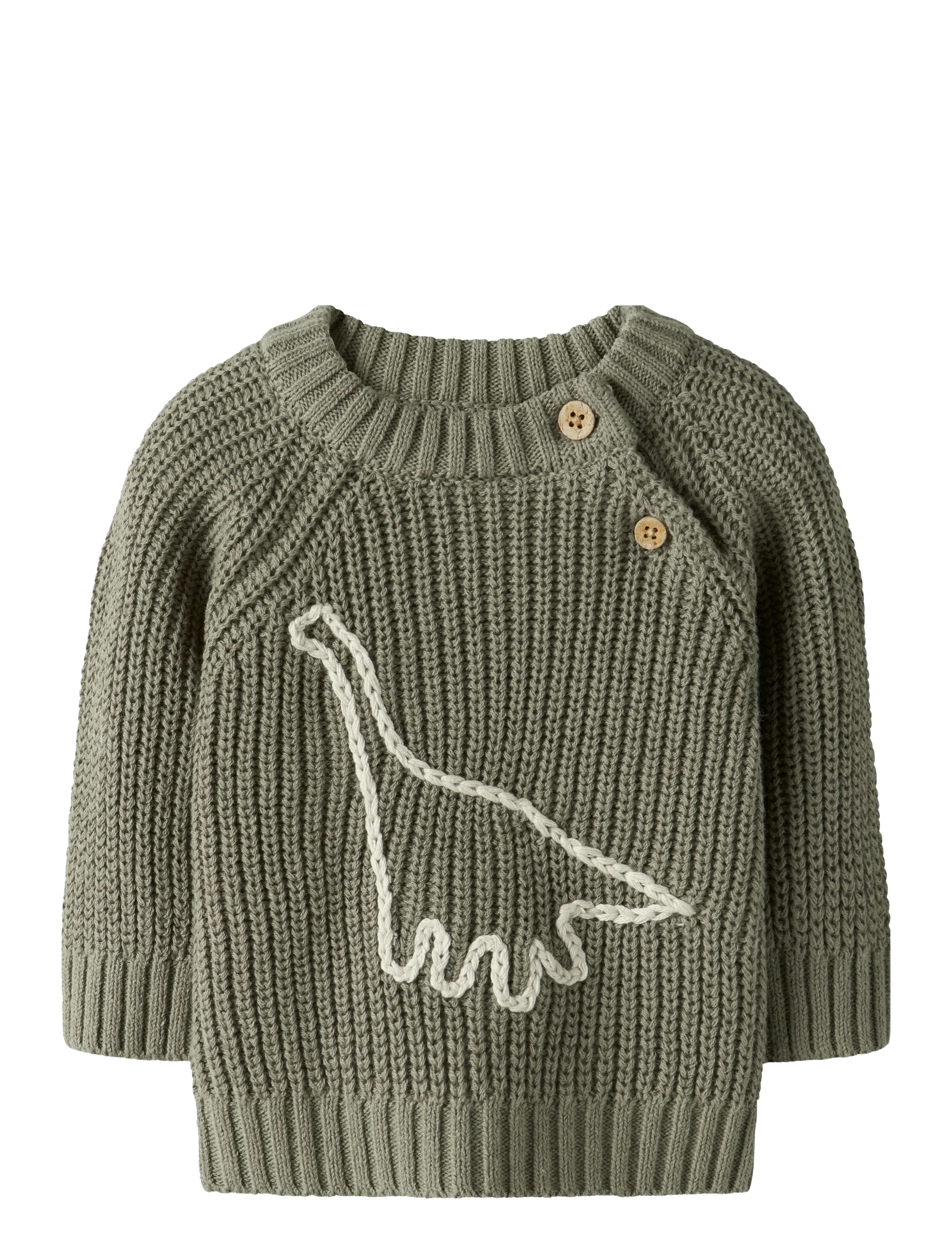 Lil'Atelier NBMEMLEN EMB LS KNIT LIL - Pullover - OVERLAND TREK / khaki/green