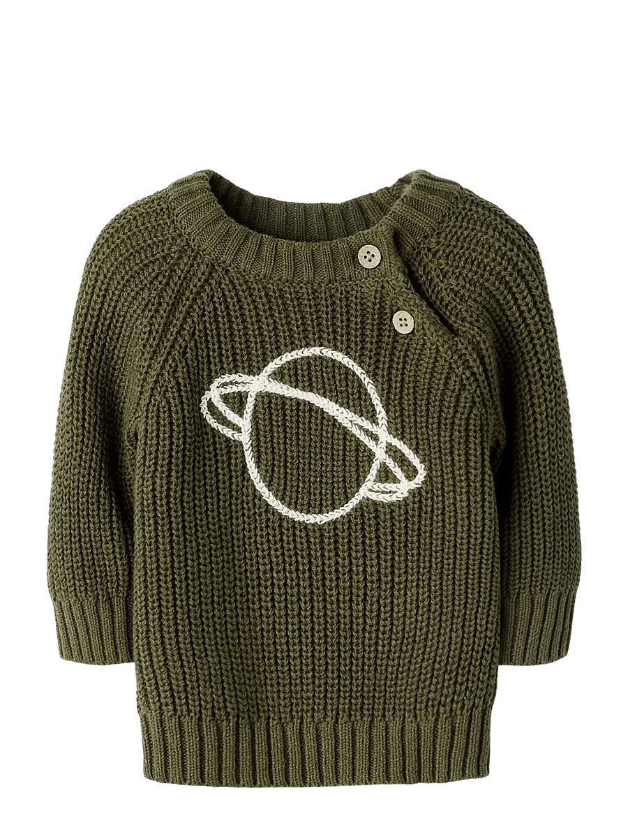 Lil'Atelier - NBMEMLEN EMB LS KNIT LIL - stickade tröjor - winter moss - 0