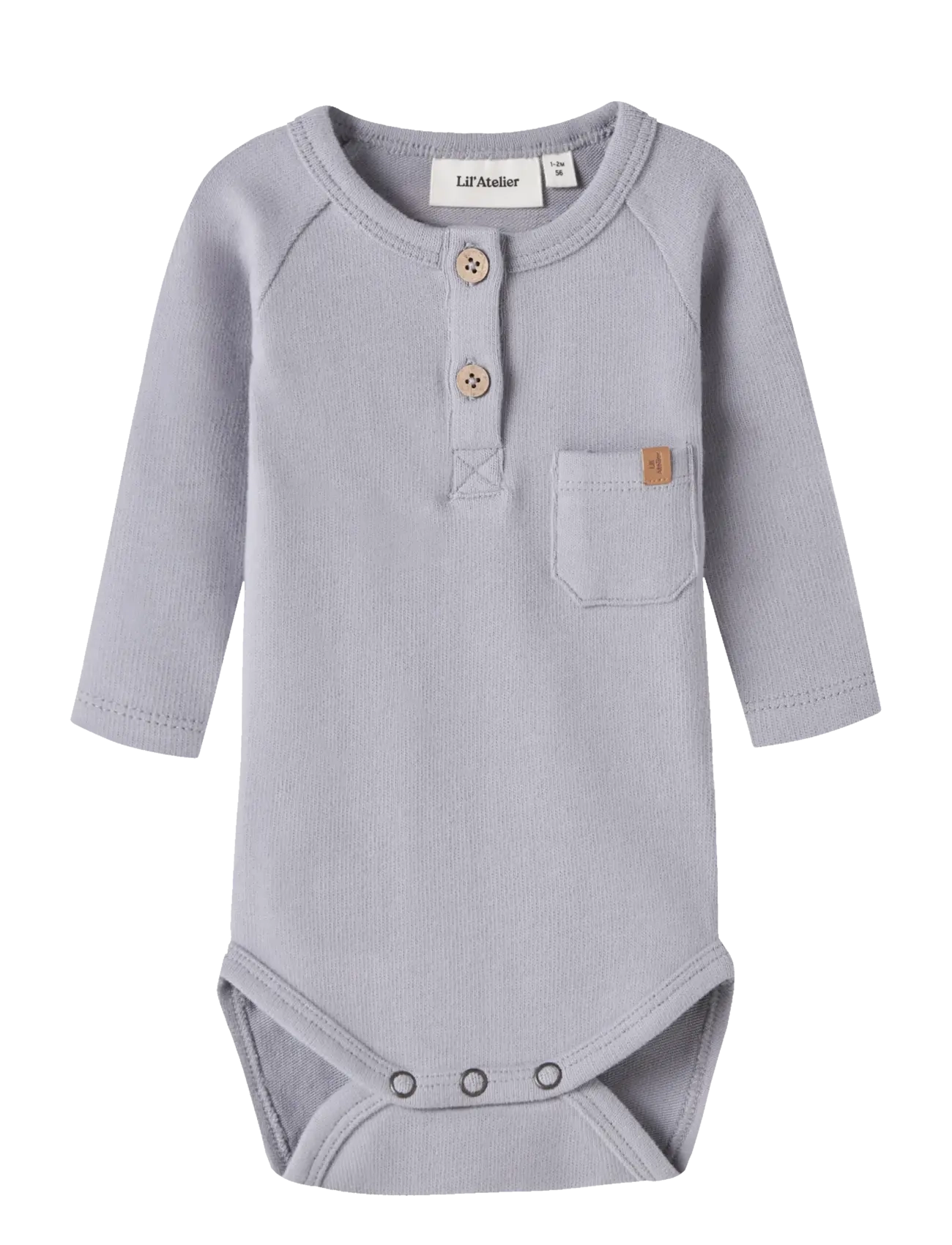 Lil'Atelier Nbmluno Ls Slim Body Lil, 56, Grey, Bodys > Langærmede, Børn