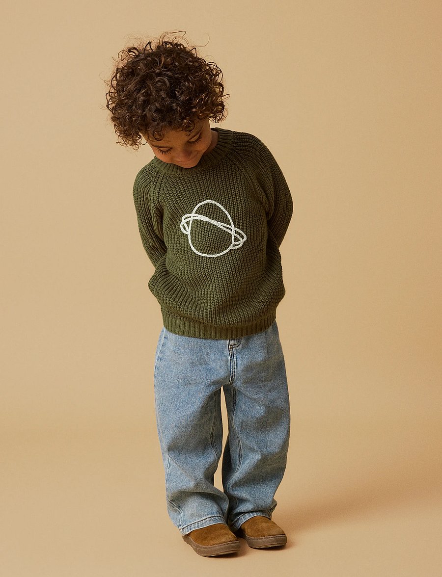 Lil'Atelier - NMMEMLEN EMB KNIT LIL - trøjer - winter moss - 0