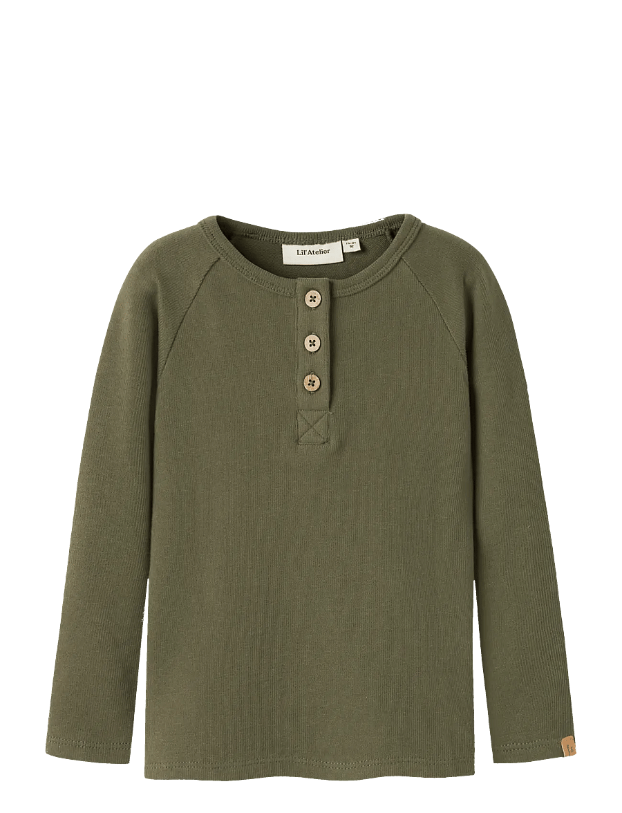 Lil'Atelier - NMMLUNO LS SLIM TOP LIL - långärmade t-shirts - winter moss - 0