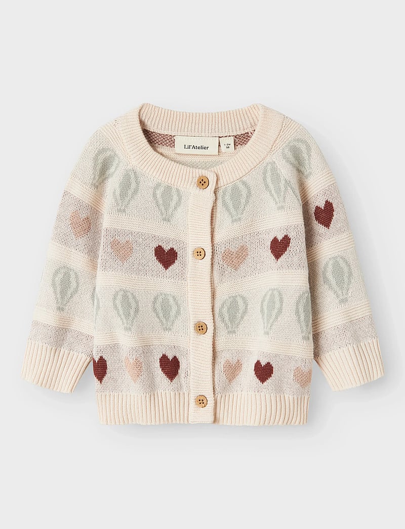 Lil'Atelier - NBFLAMAI KNY LS KNIT CARD LIL - gilets - pastel parchment - 0