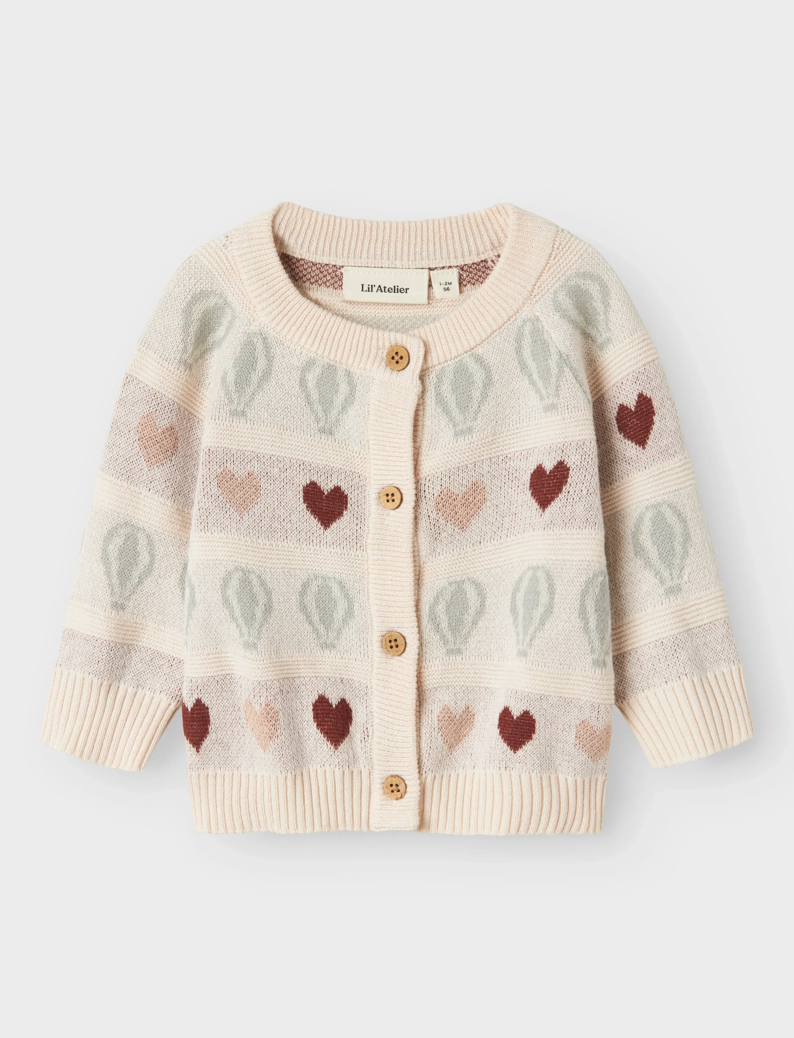 Lil'Atelier NBFLAMAI KNY LS KNIT CARD LIL - Koftor - PASTEL PARCHMENT / multi