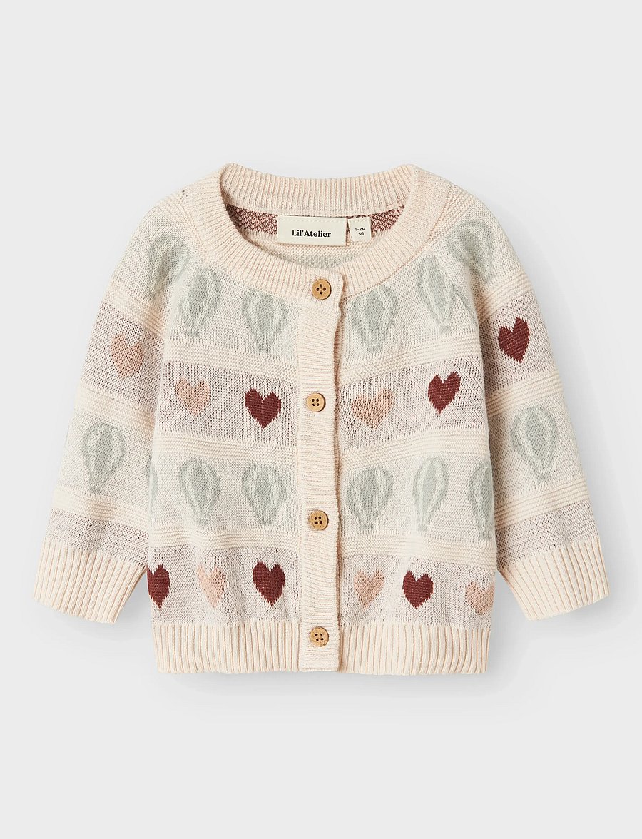 Lil'Atelier - NBFLAMAI KNY LS KNIT CARD LIL - susegamieji megztiniai - pastel parchment - 0