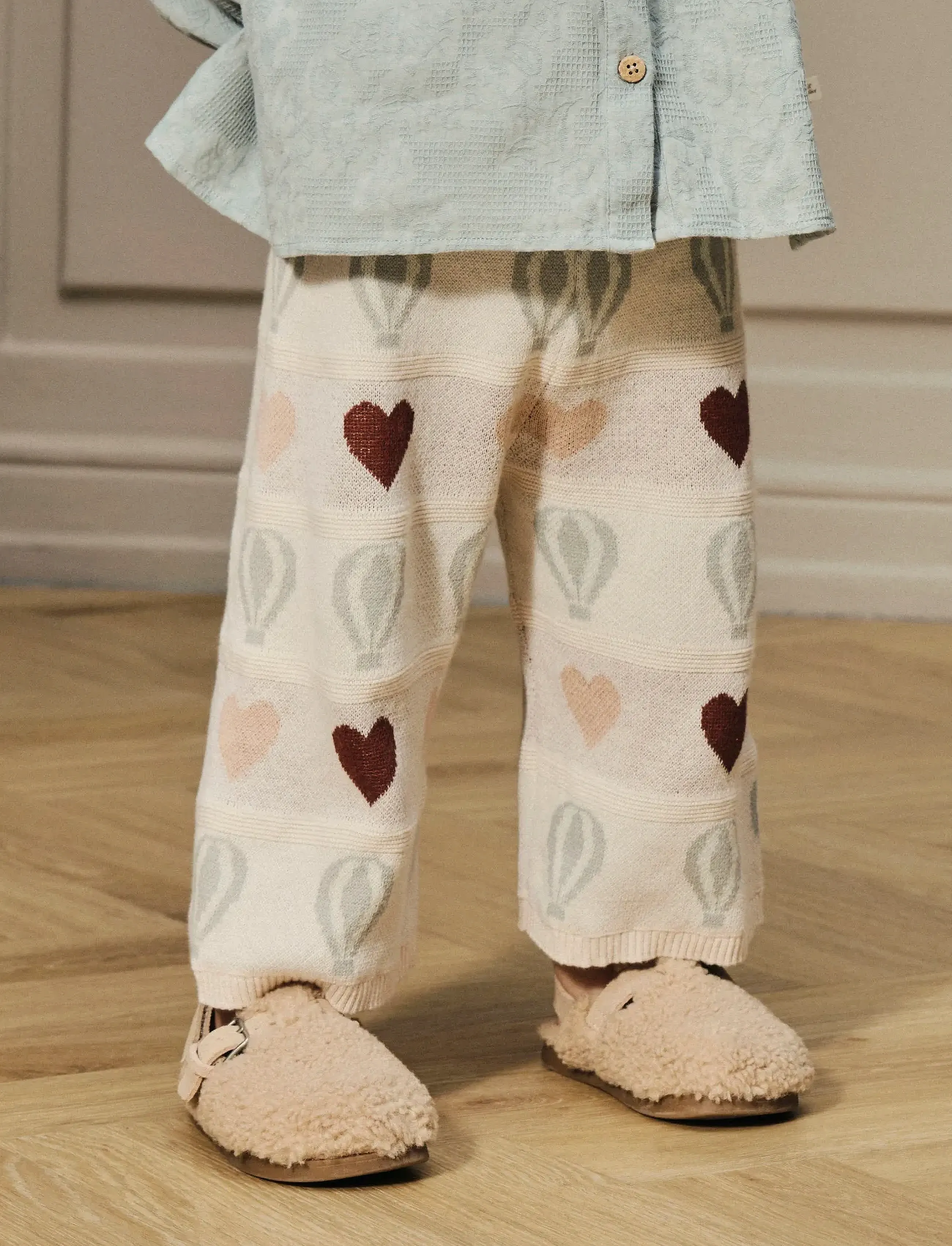 Lil'Atelier NMFLAMAI WIDE KNIT ANCLE PANT LIL - Underdele - PASTEL PARCHMENT / multi