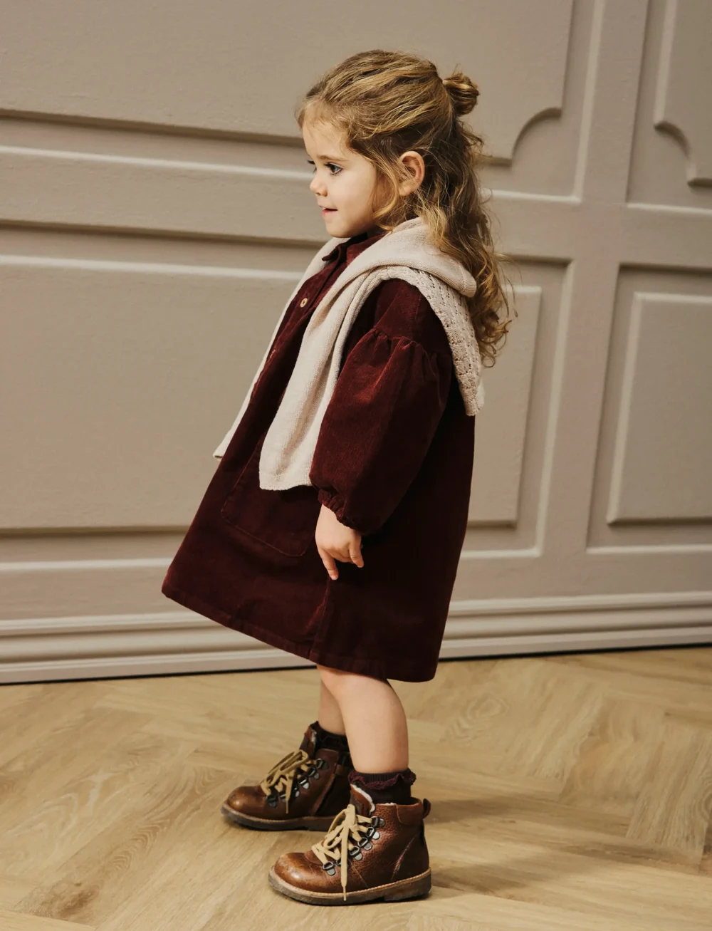 Lil'Atelier - NMFOBERT LOOSE LS CORD DRESS 4122-HG LIL - långärmade vardagsklänningar - hot chocolate - 0