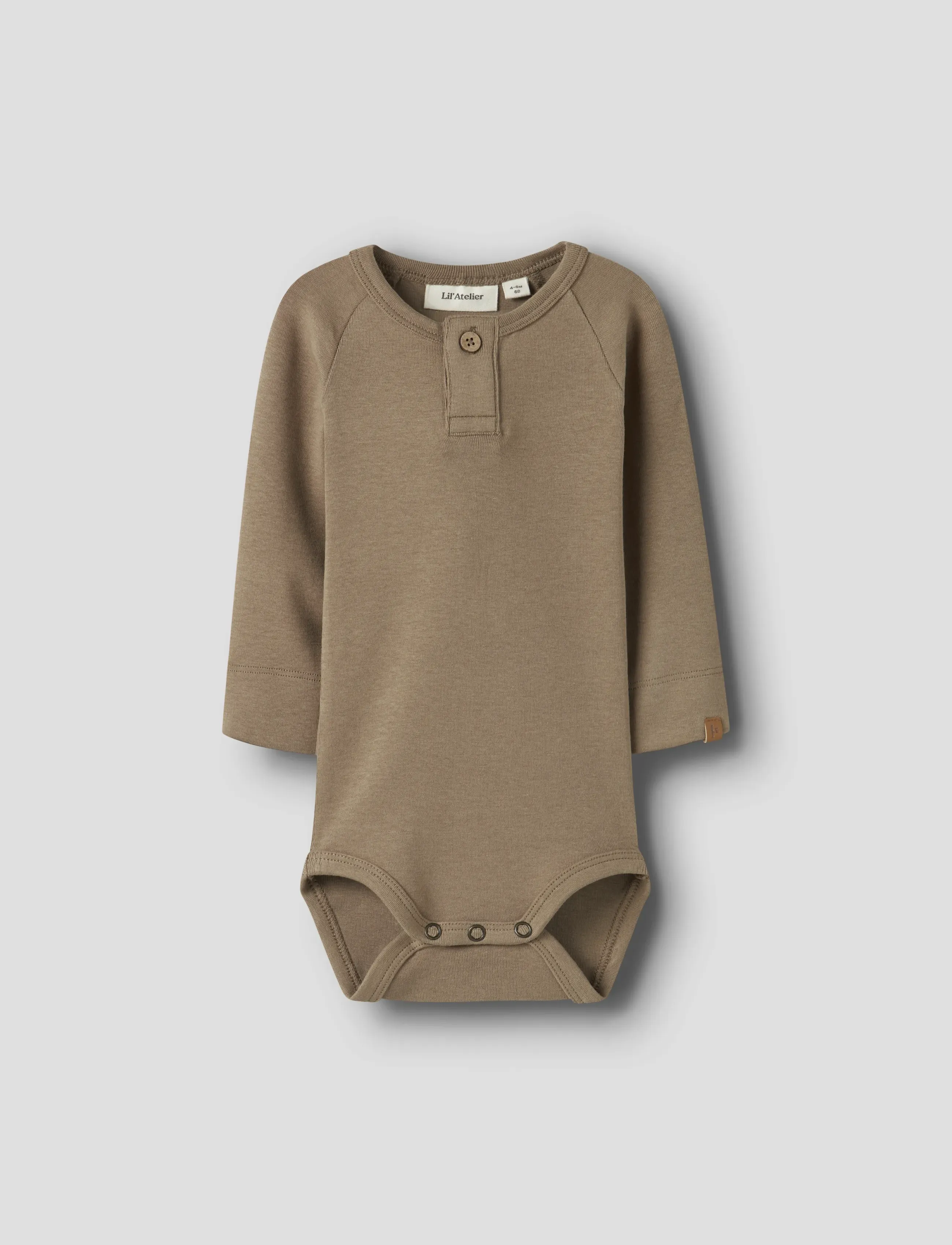 Lil'Atelier Nbmgayo Sim Ls Slim Body Lil, 56, Brown, Bodysuits > Langærmede Bodysuits, Børn