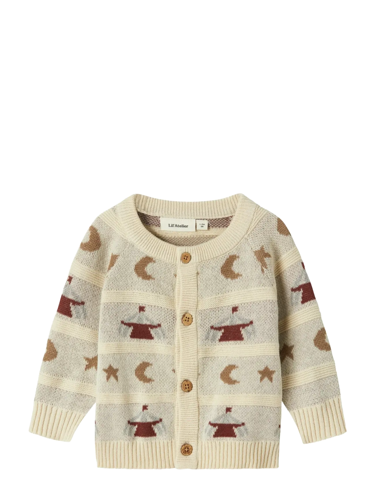 Lil'Atelier NBMLAMAI LS KNIT CARD LIL - Strickmode - TURTLEDOVE / cream