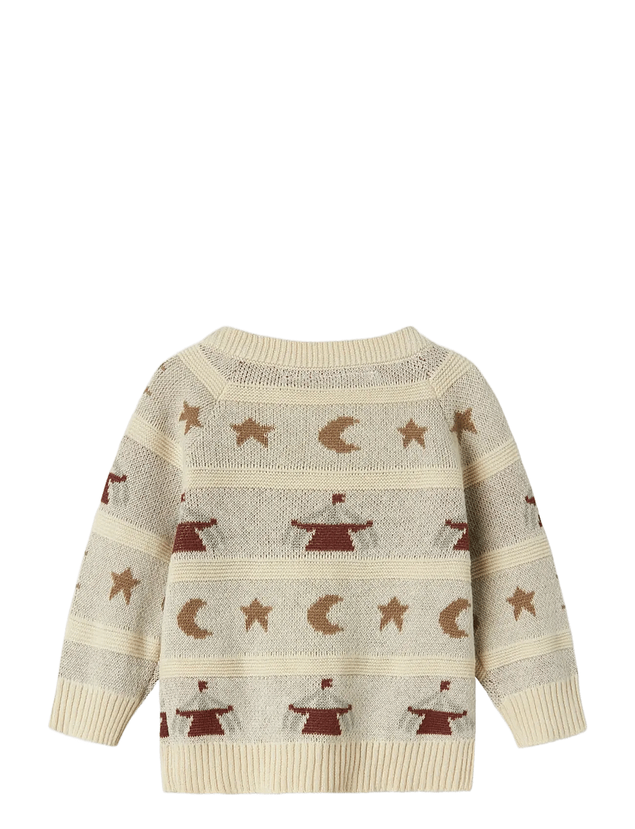 Lil'Atelier - NBMLAMAI LS KNIT CARD LIL - gebreide vesten - turtledove - 2