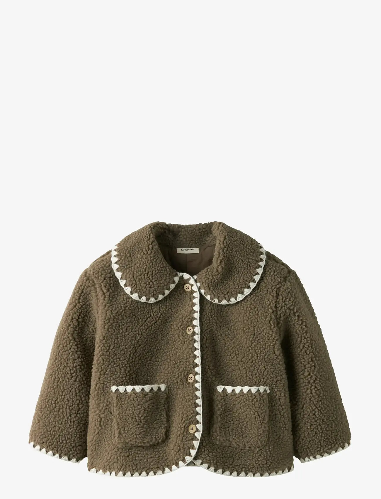 Lil'Atelier - NMFLAJO LS LOOSE JACKET LIL - fleecejakker - shitake - 0