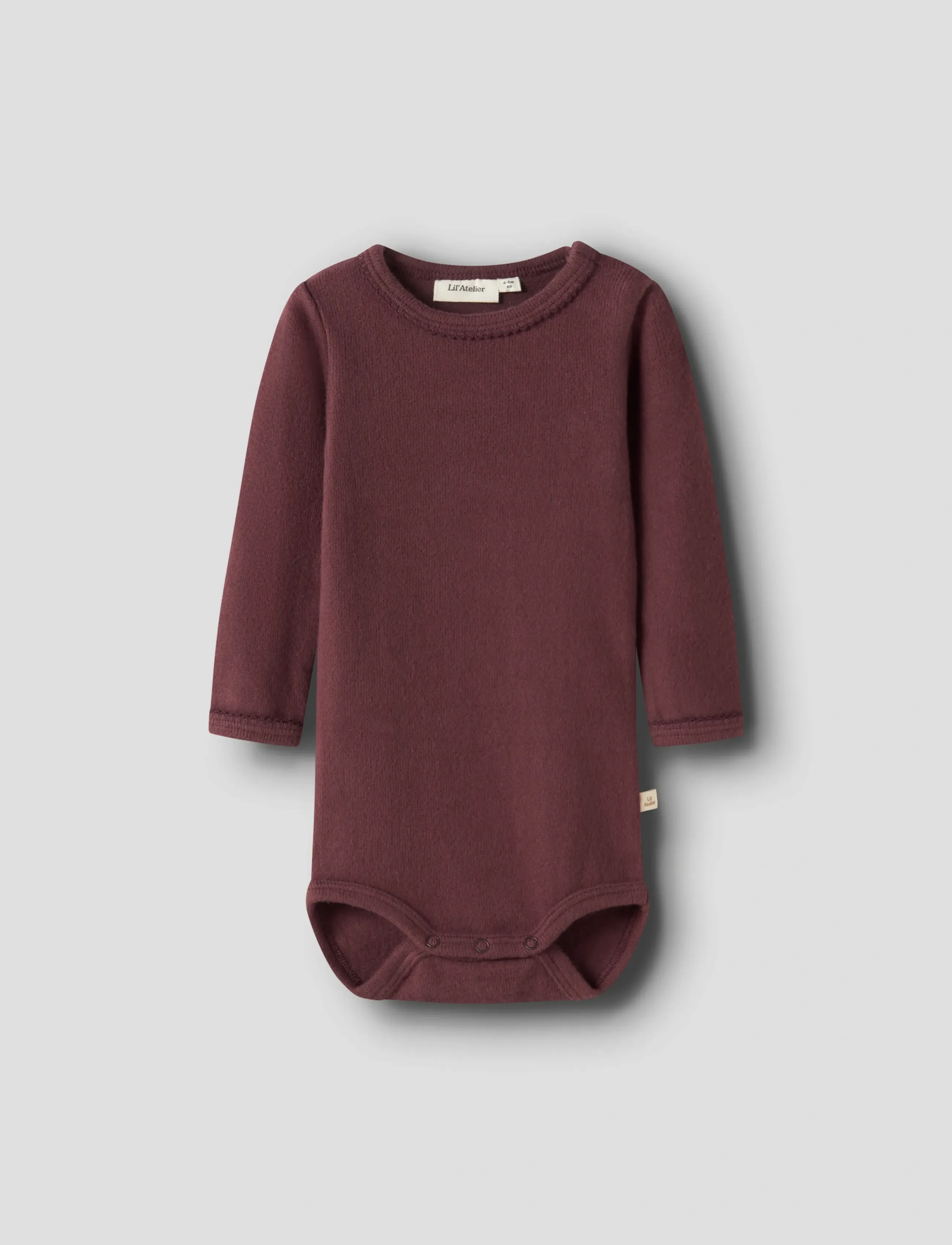 Lil'Atelier Nbfthora Haf Ls Slim Body Lil, 62, Burgundy, Bodys > Langærmede, Børn