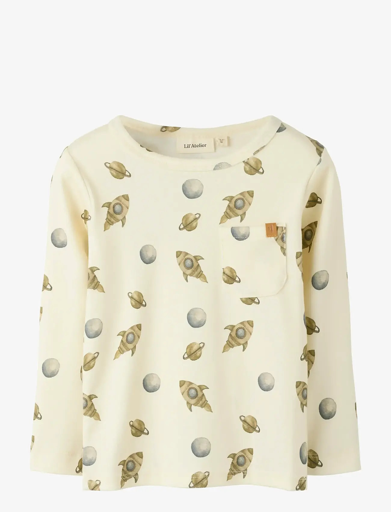 Lil'Atelier - NMMLAYO GEO LS SLIM TOP LIL - langerma bolir - turtledove - 1