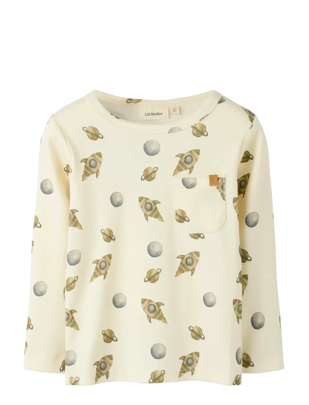 Lil'Atelier NMMLAYO GEO LS SLIM TOP LIL - Overdele - TURTLEDOVE / cream