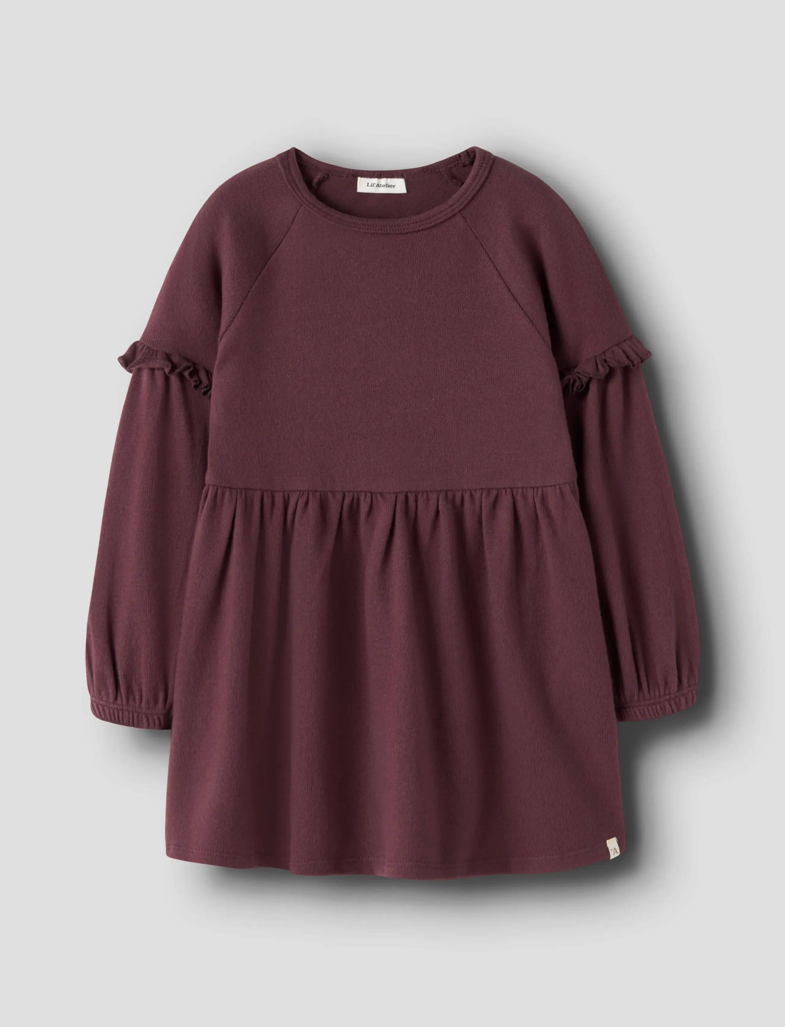 Lil'Atelier Nmfthora Hyn Ls Dress Lil, 116, Casual Dresses, Burgunderrot - Long-sleeved Kinder
