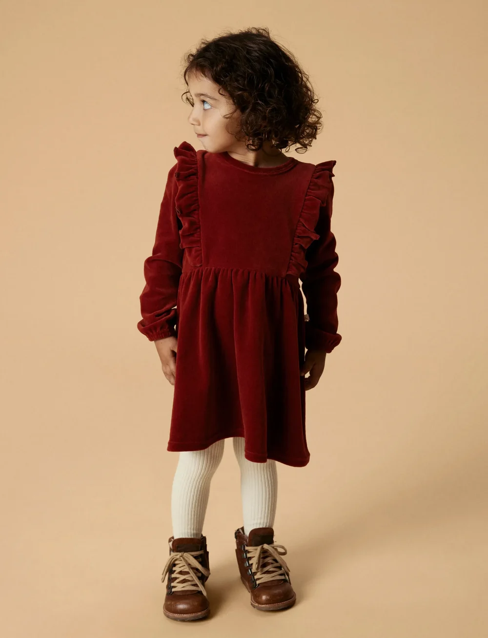 Lil'Atelier - NMFSAGA SAG LS DRESS LIL - långärmade vardagsklänningar - red dahlia - 0