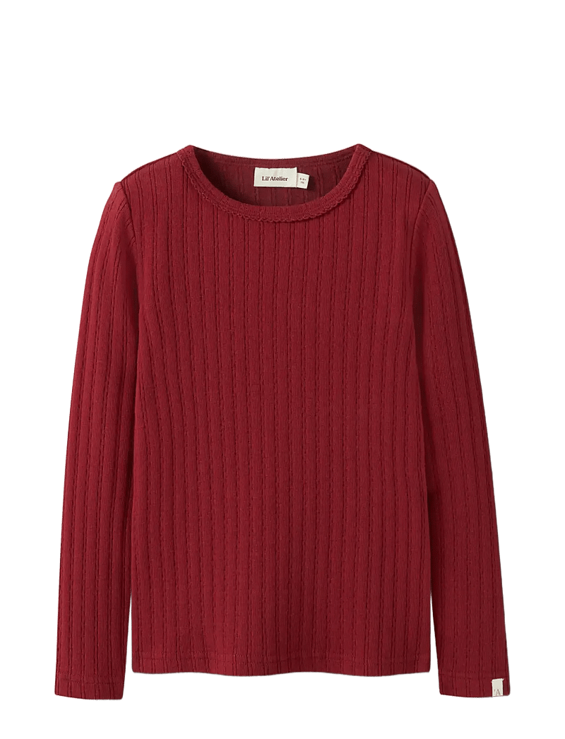 Lil'Atelier - NMFRITA SIG LS SLIM TOP LIL - långärmade t-shirts - red dahlia - 0