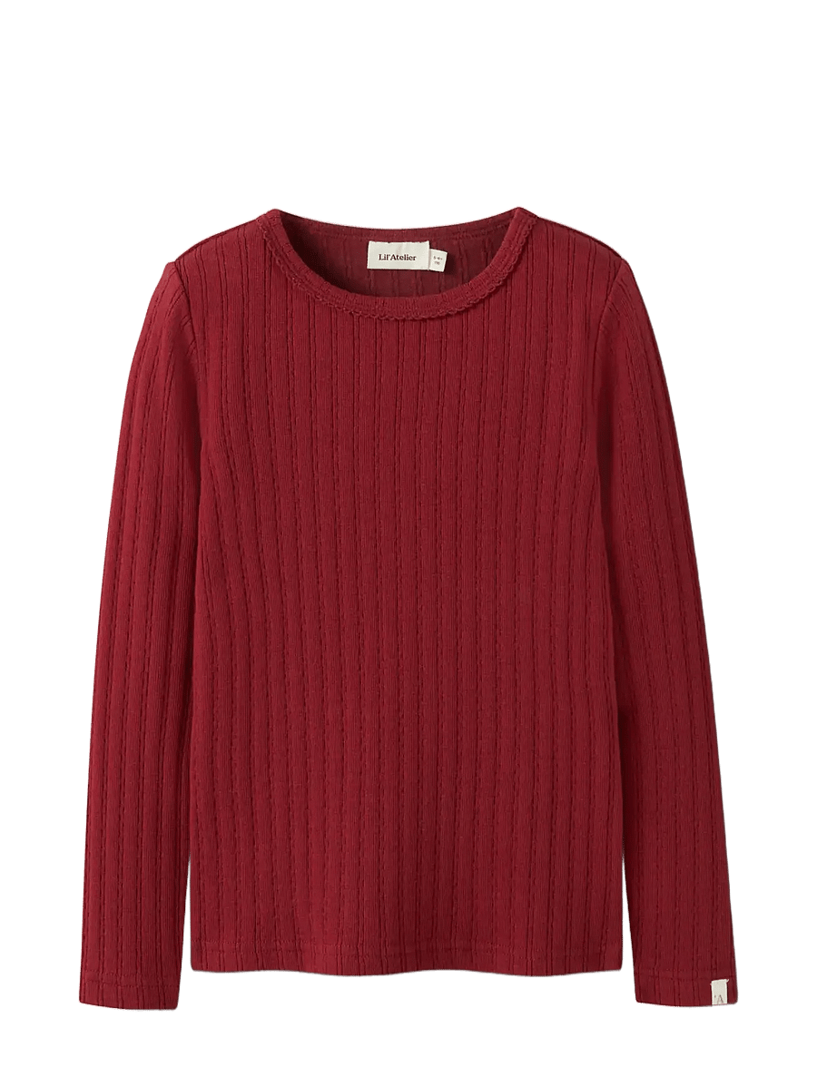 Lil'Atelier - NMFRITA SIG LS SLIM TOP LIL - pikkade varrukatega t-särgid - red dahlia - 0