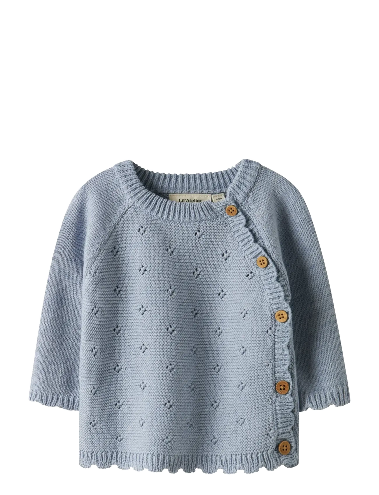 Lil'Atelier Nbflaguna Ls Wrap Knit Lil Noos, 74, Blue, Kroppe > Wrap-Kroppe, Børn