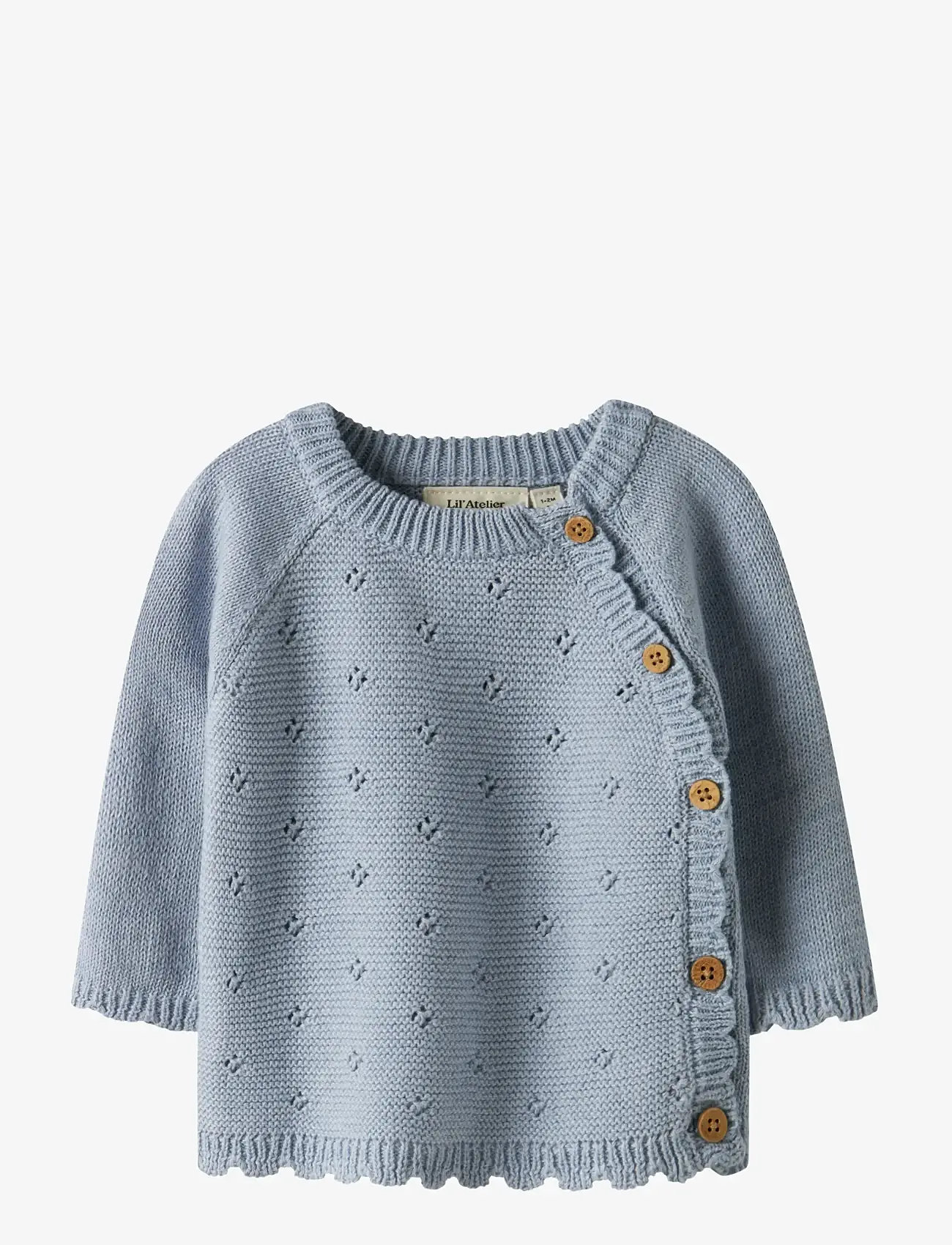 Lil'Atelier - NBFLAGUNA LS WRAP KNIT LIL NOOS - cardigans - zen blue - 0