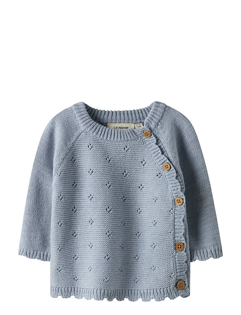Lil'Atelier - NBFLAGUNA LS WRAP KNIT LIL NOOS - cardigans - zen blue - 0
