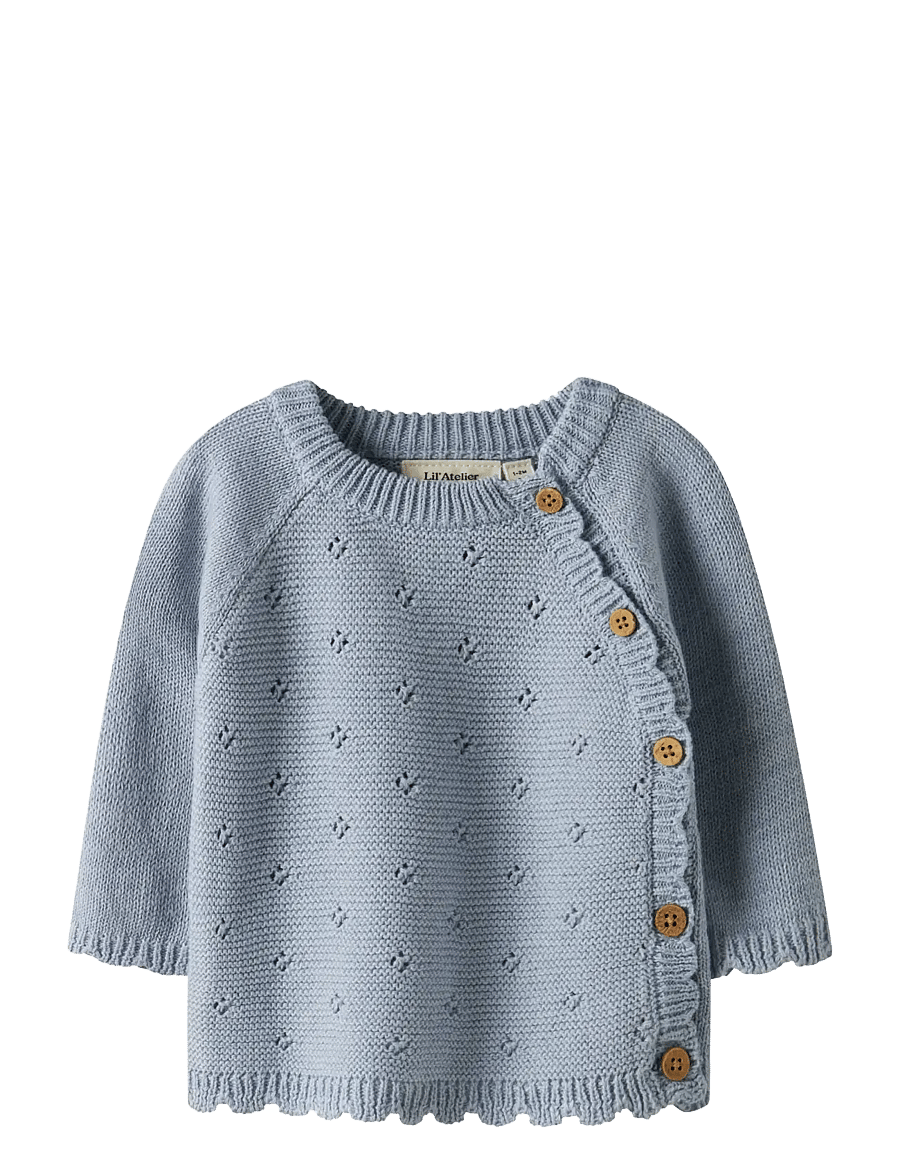 Lil'Atelier - NBFLAGUNA LS WRAP KNIT LIL NOOS - cardigans - zen blue - 0