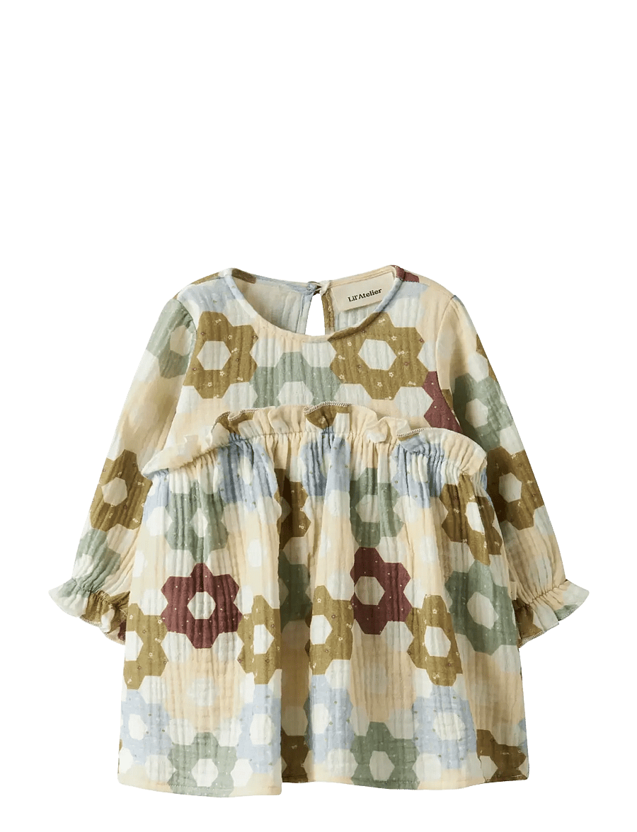 Lil'Atelier - NBFTALIA LS LOOSE BODY DRESS LIL - langærmede babykjoler - coconut milk - 1