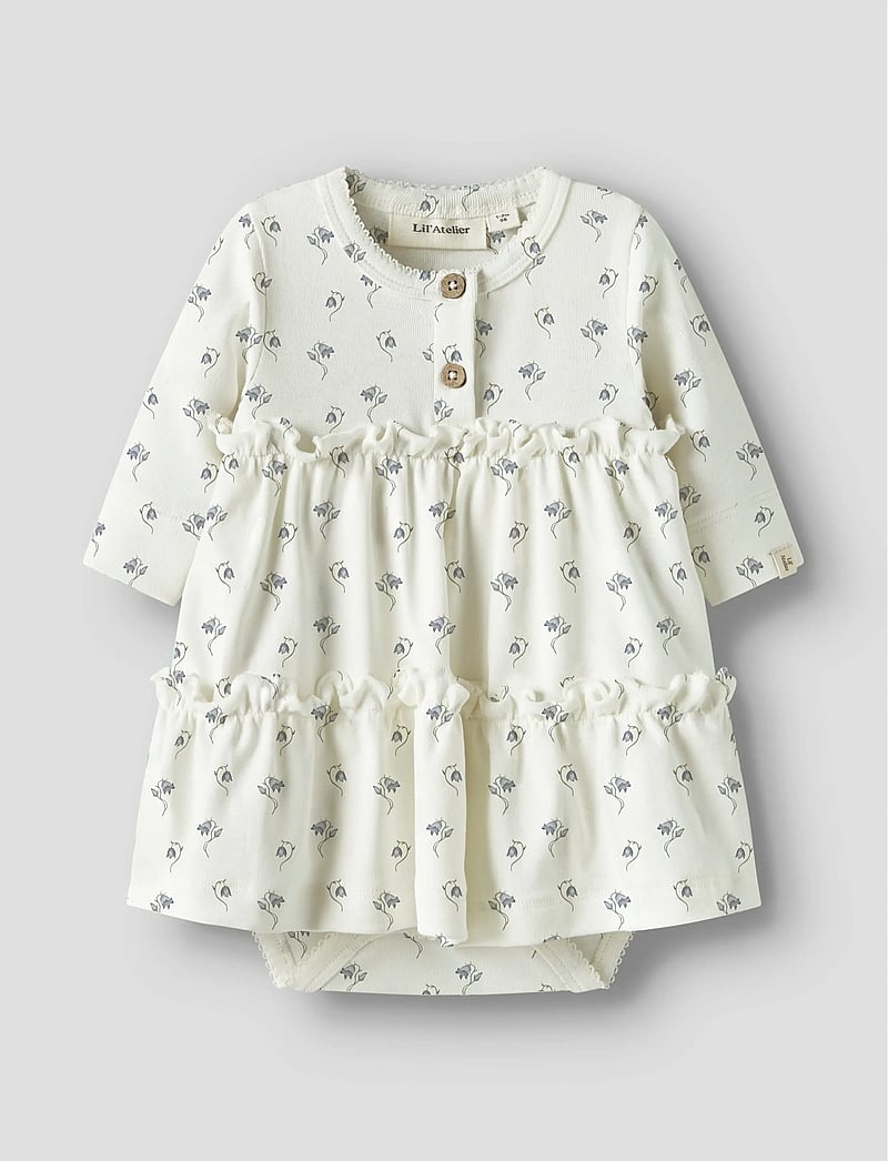 Lil'Atelier - NBFGAYO SUM LS BODY DRESS LIL - langärmelige babykleider - coconut milk - 0