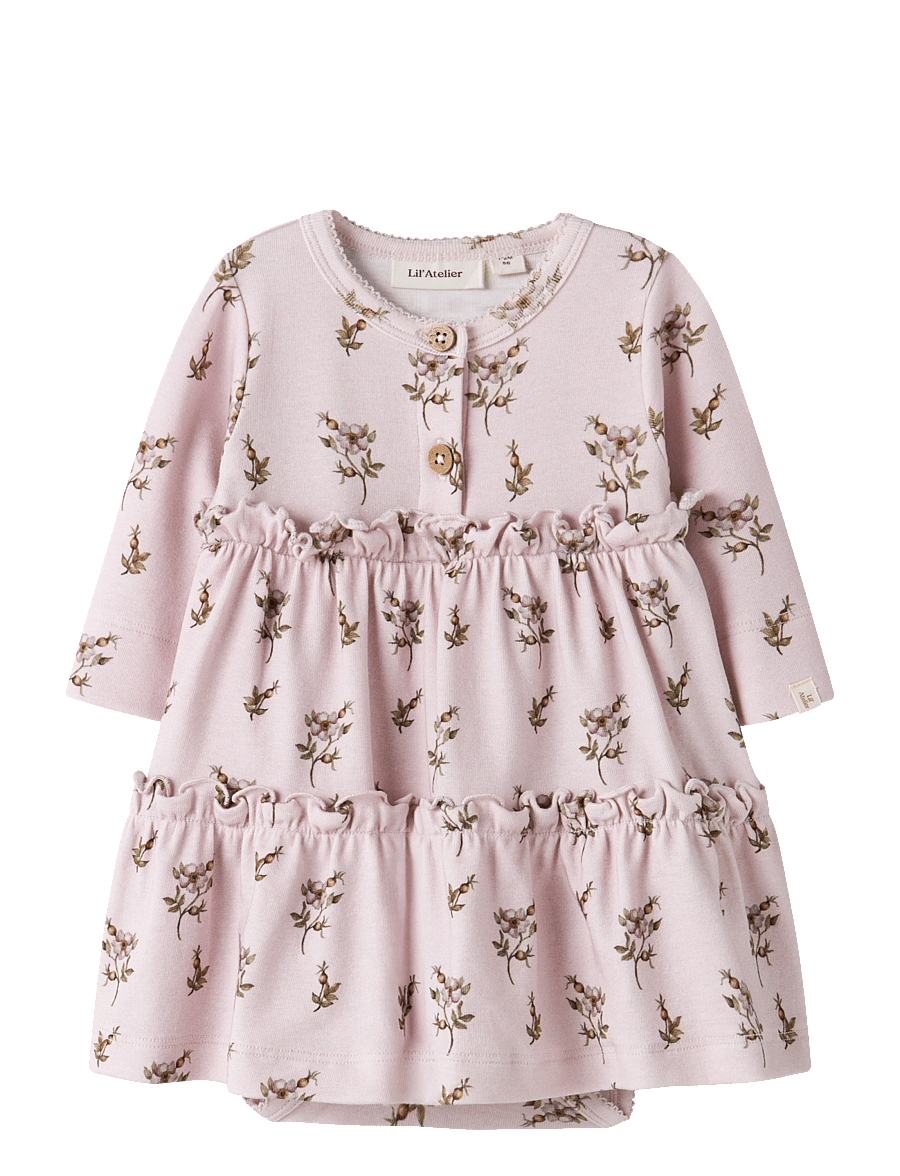 Lil'Atelier - NBFGAYO SUM LS BODY DRESS LIL - langærmede babykjoler - hushed violet - 0