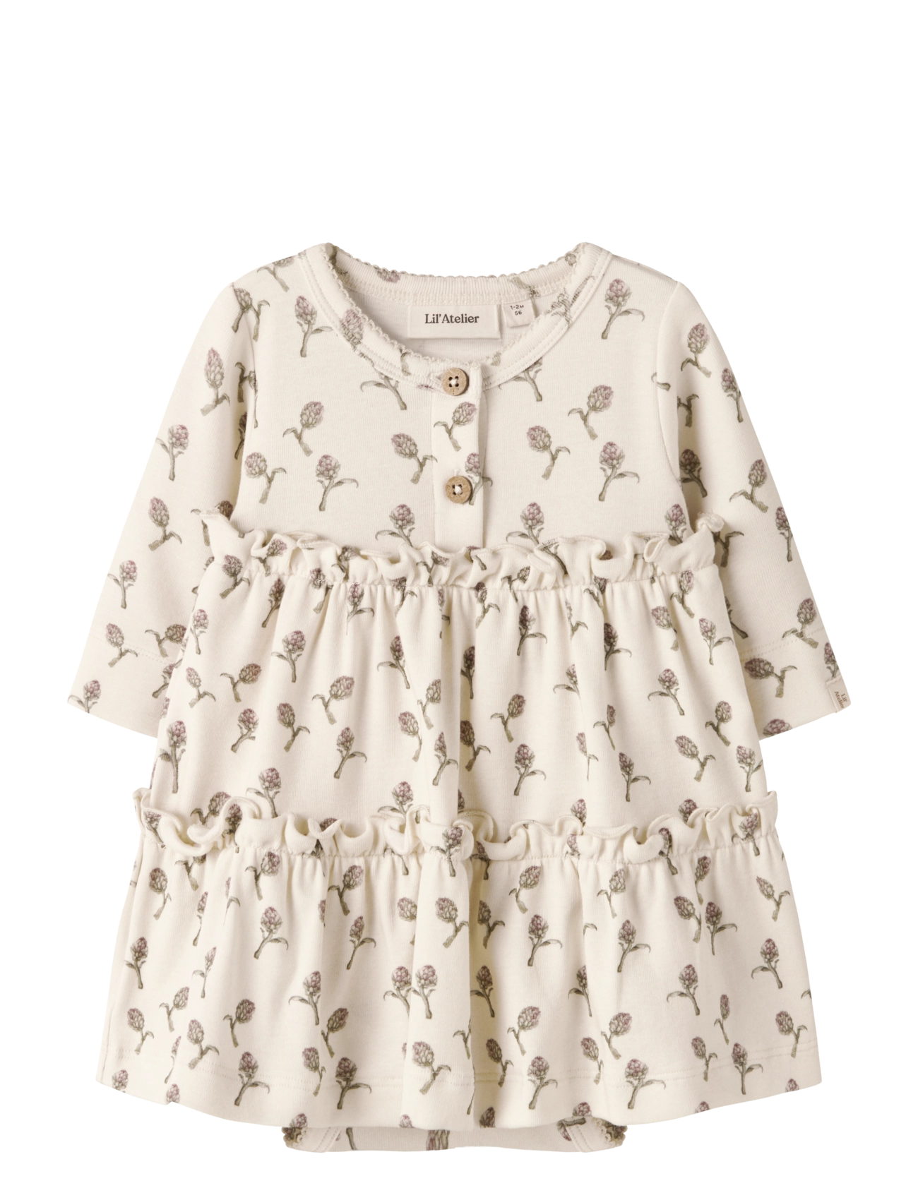 Lil'Atelier NBFGAYO SUM LS BODY DRESS LIL - Kleider & Röcke - TURTLEDOVE / cream