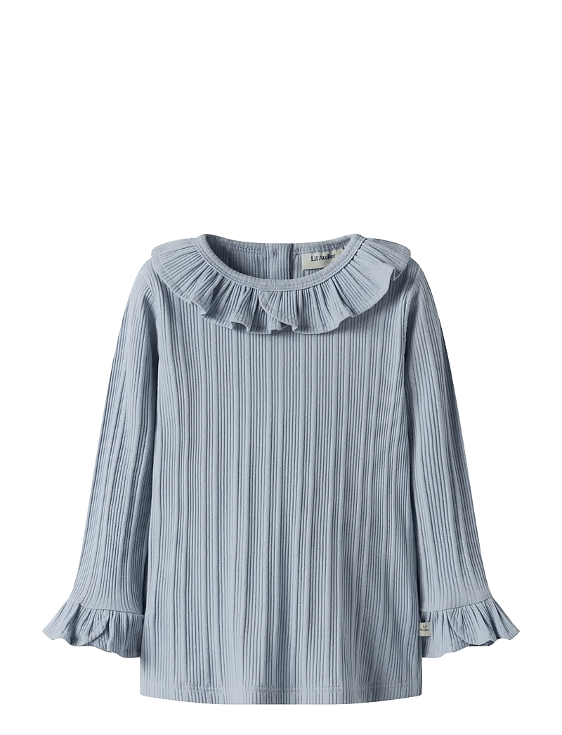 Lil'Atelier - NMFTANSY LS SLIM TOP LIL - långärmade t-shirts - zen blue - 1