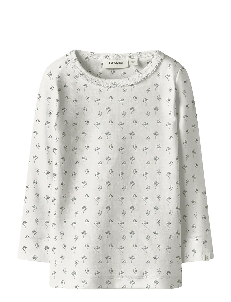 Lil'Atelier - NMFGAYO SAG LS SLIM TOP LIL - langærmede t-shirts - coconut milk - 0