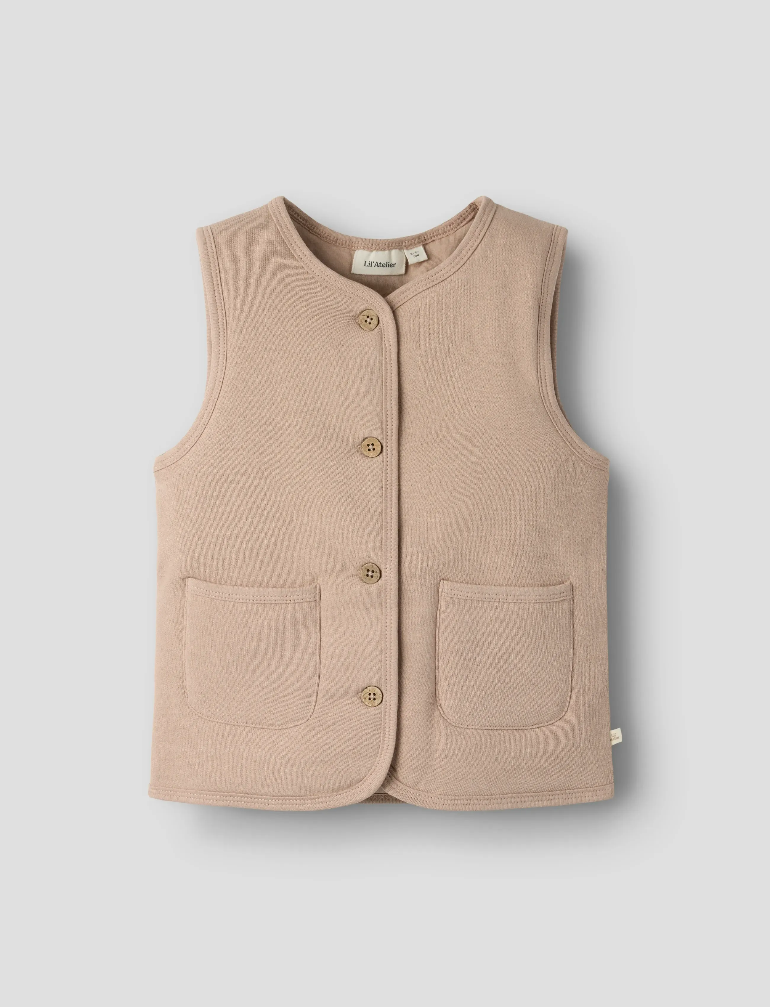 Lil'Atelier Nmfjobo Tia Loose Sweat Vest Pad Lil, 110, Beige, Overdele > Veste, Børn