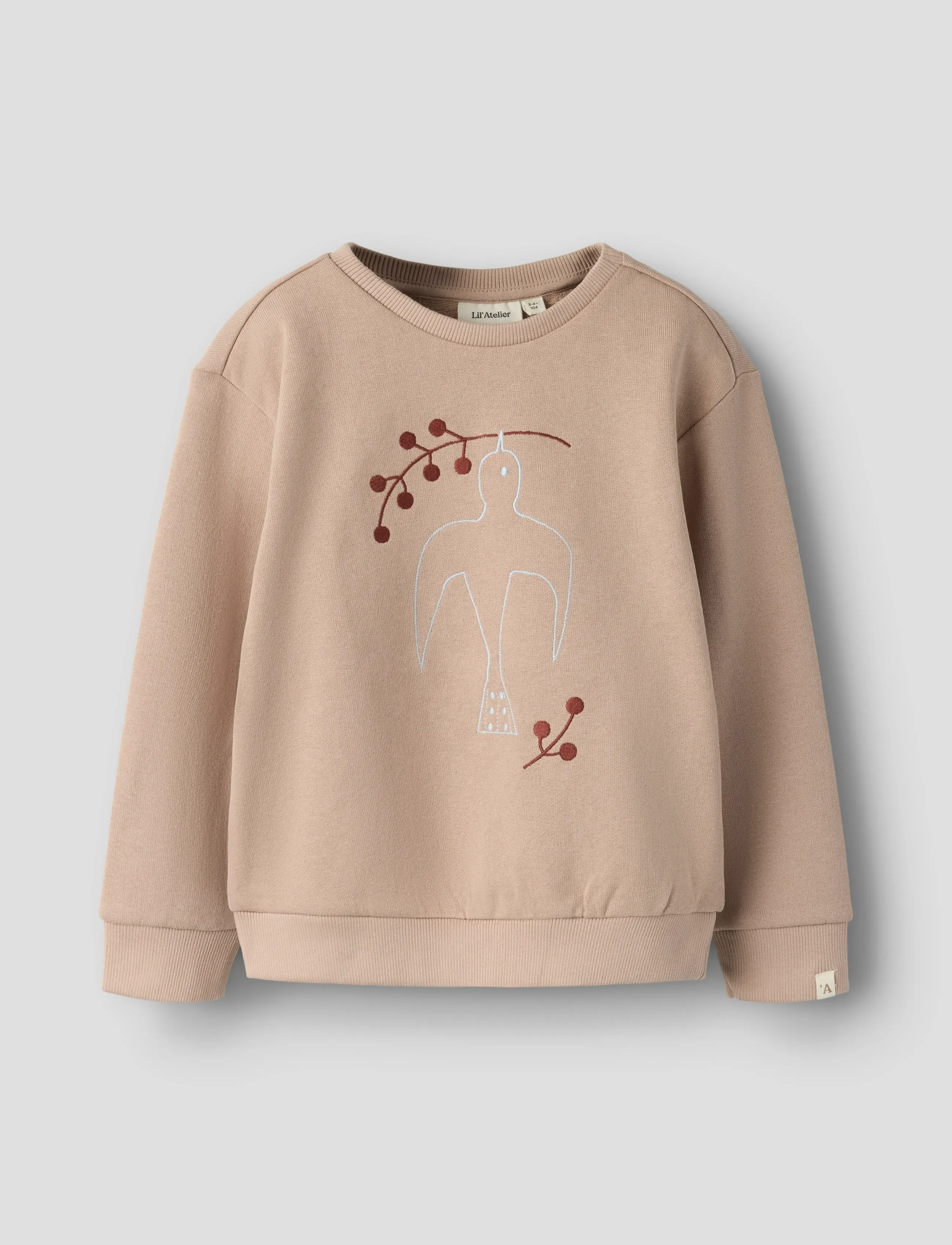 Lil'Atelier Nmfjobo Tia Ls Loose Sweat Lil, Børn, Børne Sweatshirt, Beige, Str: 92
