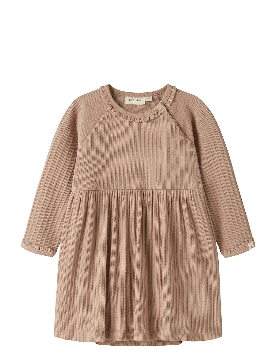 Lil'Atelier - NBFBABETTE LS BODY DRESS LIL - langärmelige babykleider - roebuck - 1
