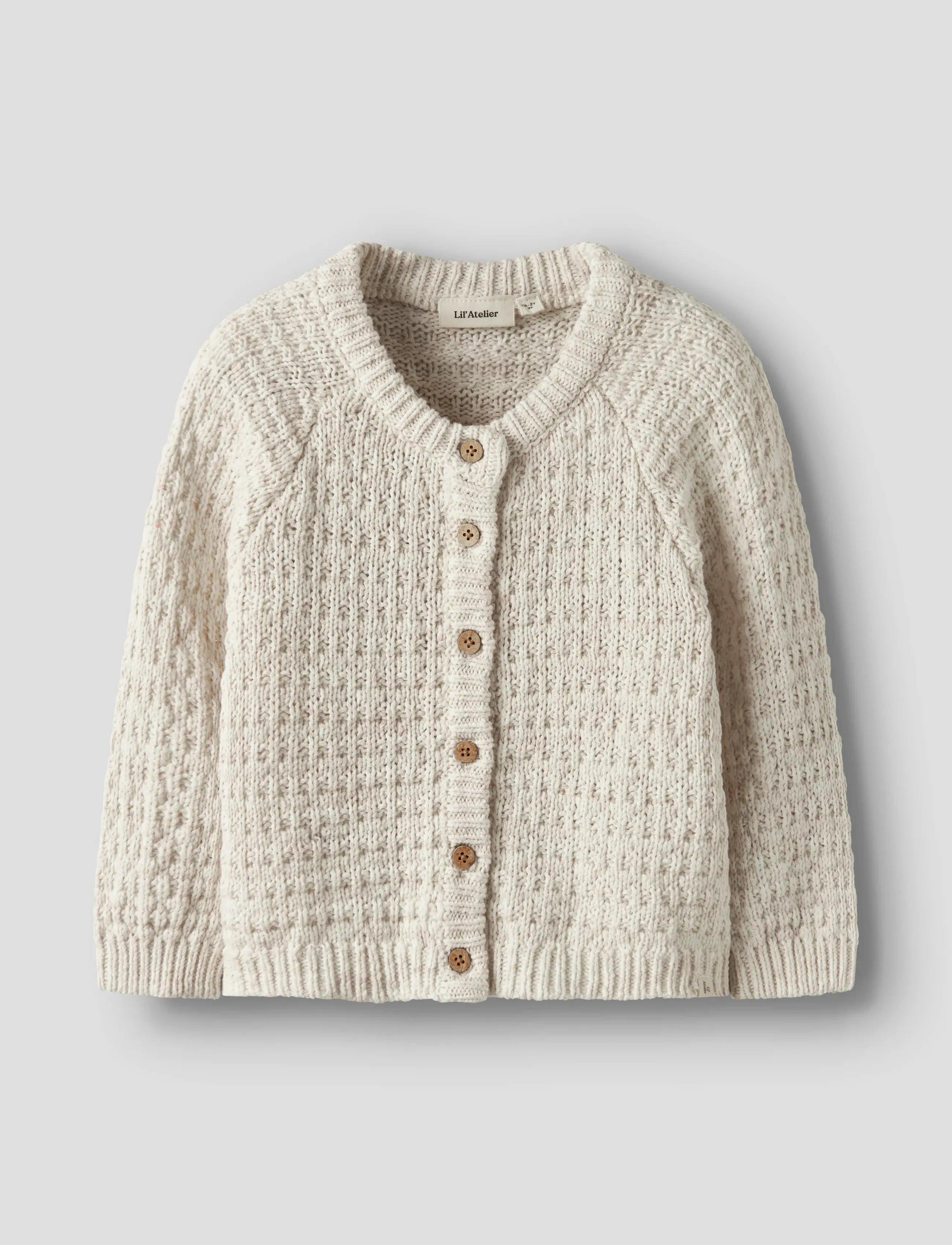 Lil'Atelier Nmfbella Ls Knit Card Lil, 92, Knitwear, Creme - Cardigans, Kinder
