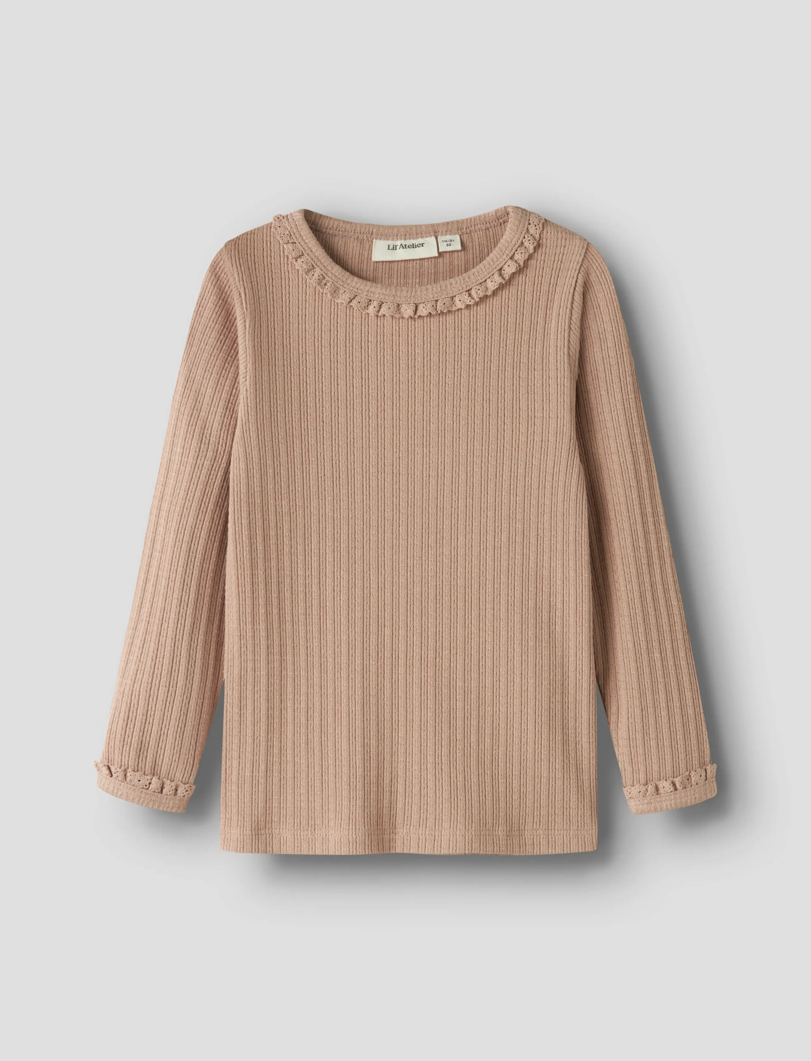 Lil'Atelier Nmfbabette Ls Slim Top Lil, 104, T-shirts, Beige - Long-sleeved Kinder