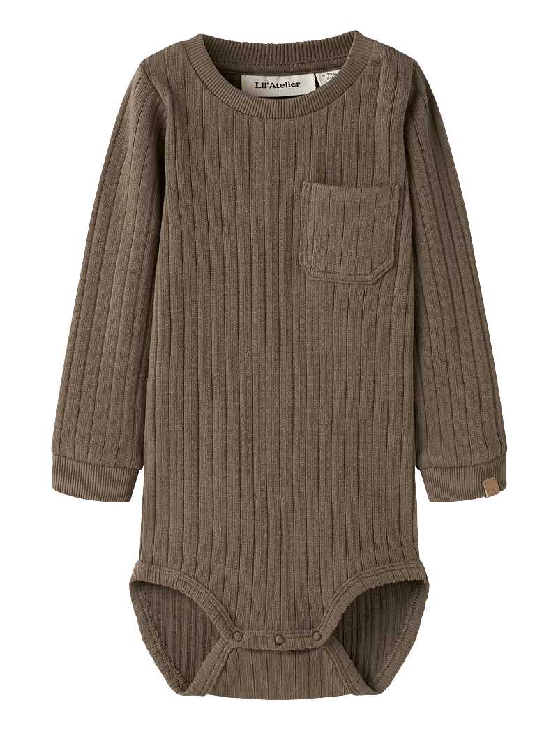Lil'Atelier - NBMTAO LS SLIM BODY LIL - langärmelige bodys - shitake - 0