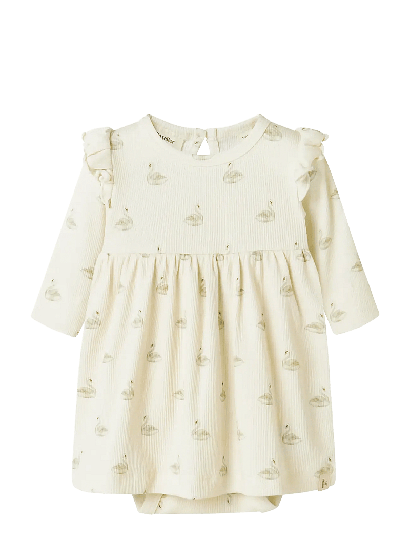 Lil'Atelier - NBFGAVO EGE LS BODY DRESS LIL - pikkade varrukatega beebi kleidid - pastel parchment - 0