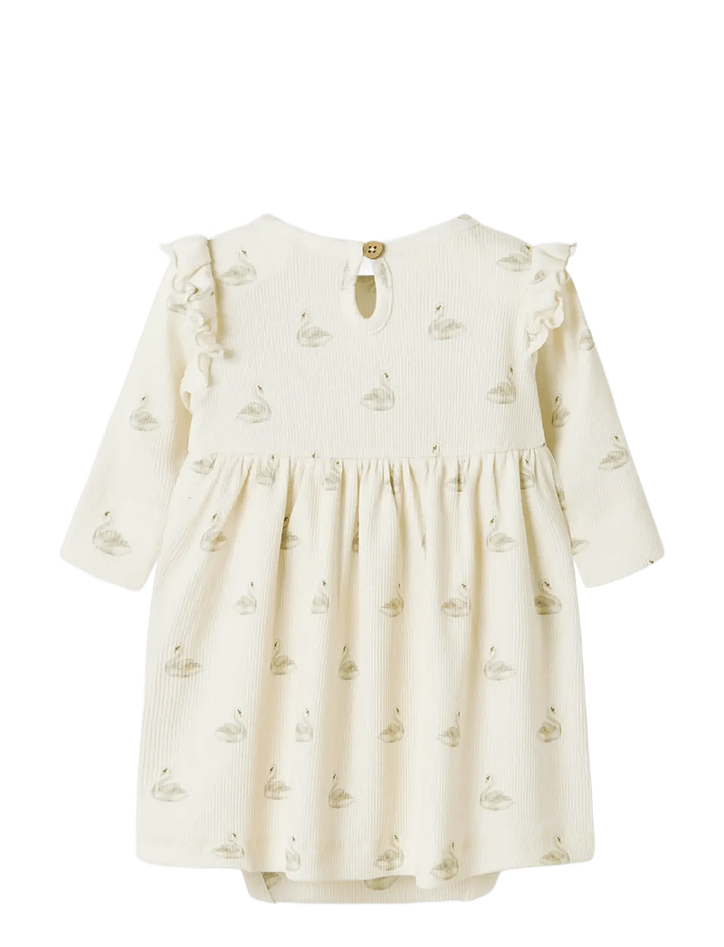 Lil'Atelier - NBFGAVO EGE LS BODY DRESS LIL - pikkade varrukatega beebi kleidid - pastel parchment - 1