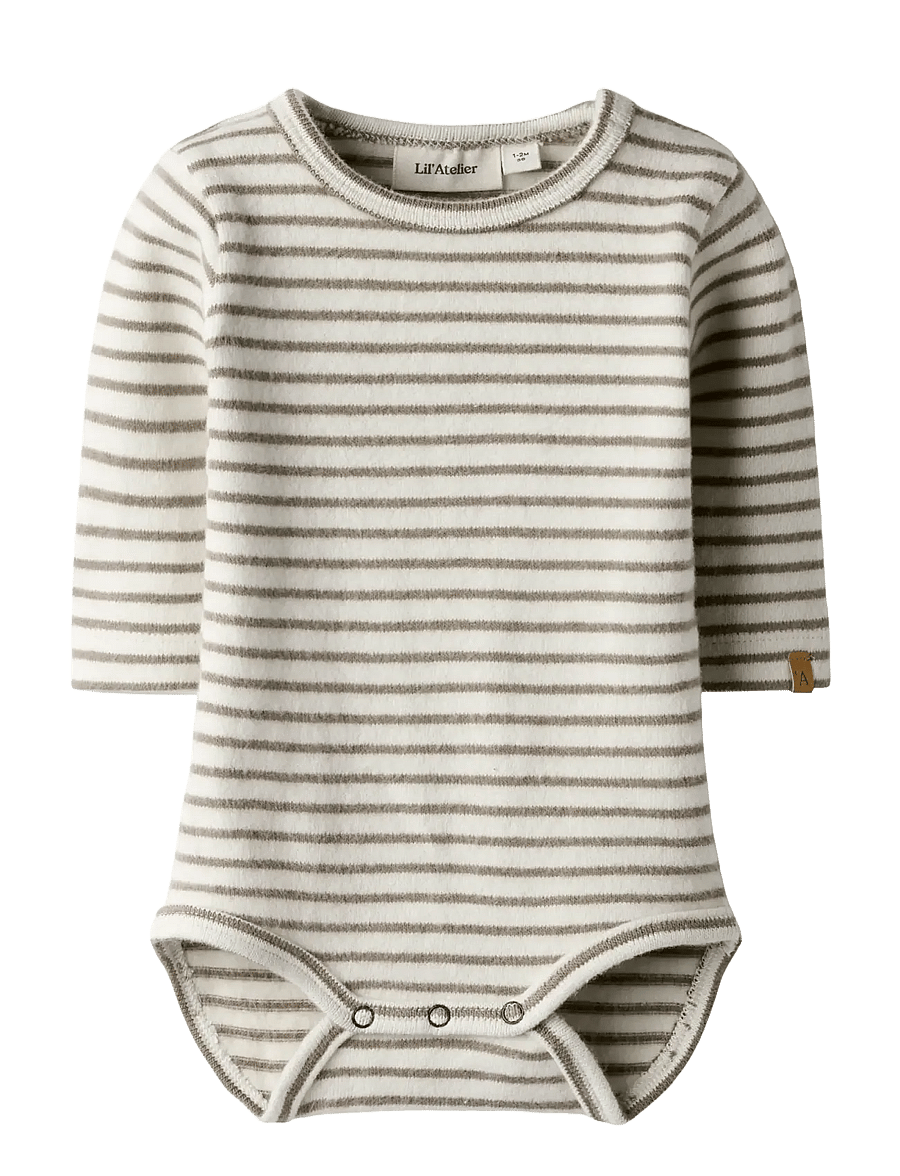 Lil'Atelier - NBMTHORO KEO LS SLIM BODY LIL - pikkade varrukatega bodid - turtledove - 1