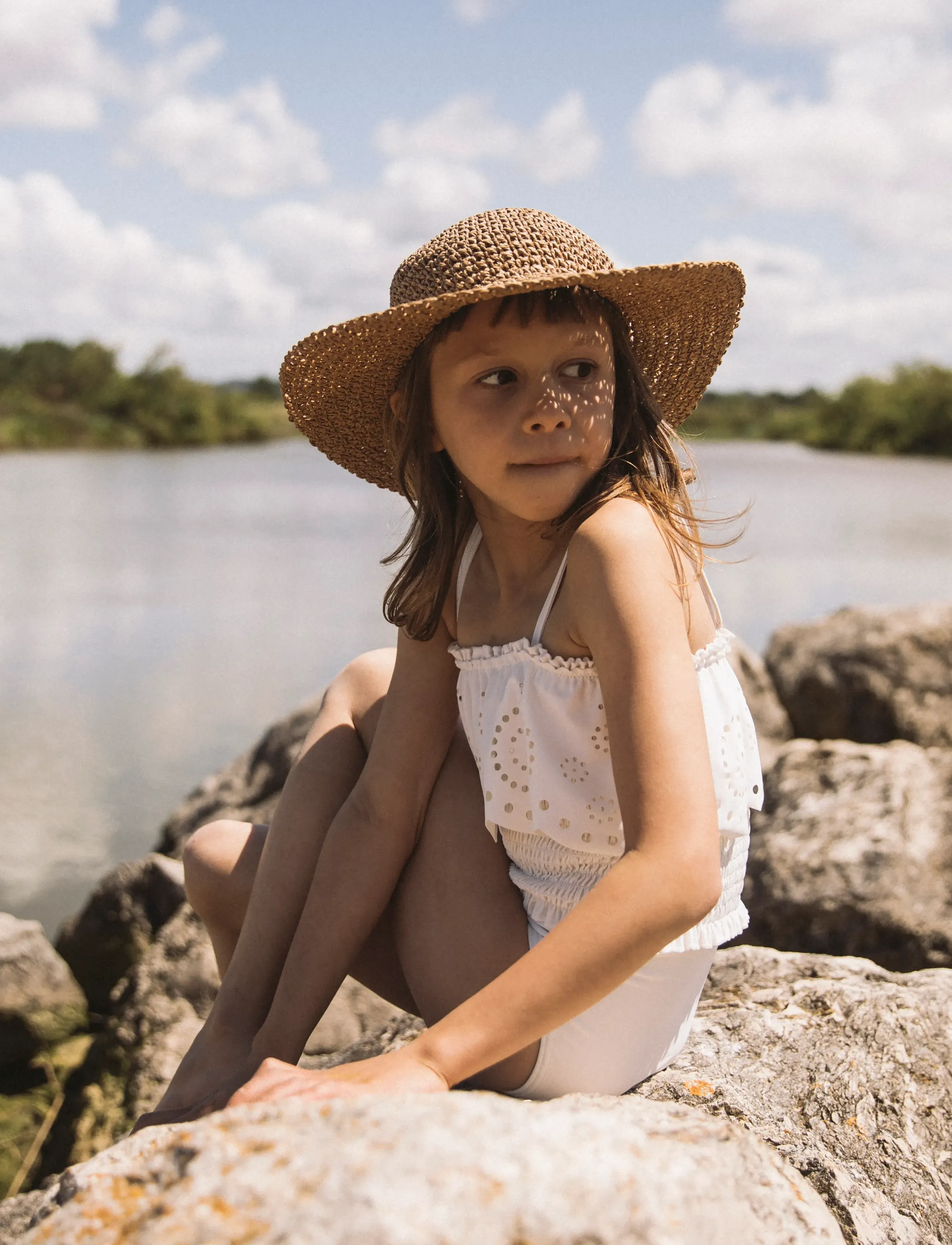 Lil'Atelier Nmnfenjo Lio Beach Hat Lil, Børn, Solhat, Brun, Str: 47-48