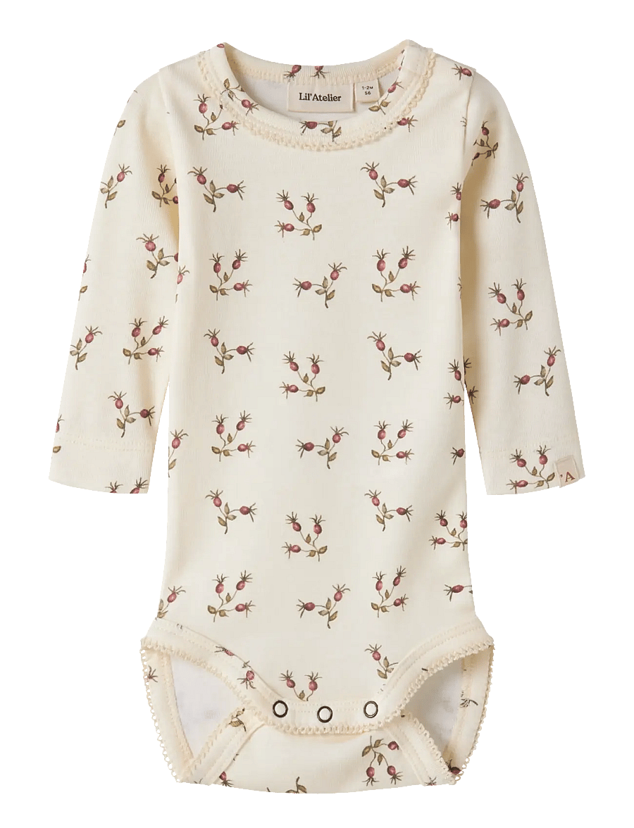 Lil'Atelier - NBFLAYO SIG LS SLIM BODY LIL - pikkade varrukatega bodid - turtledove - 0