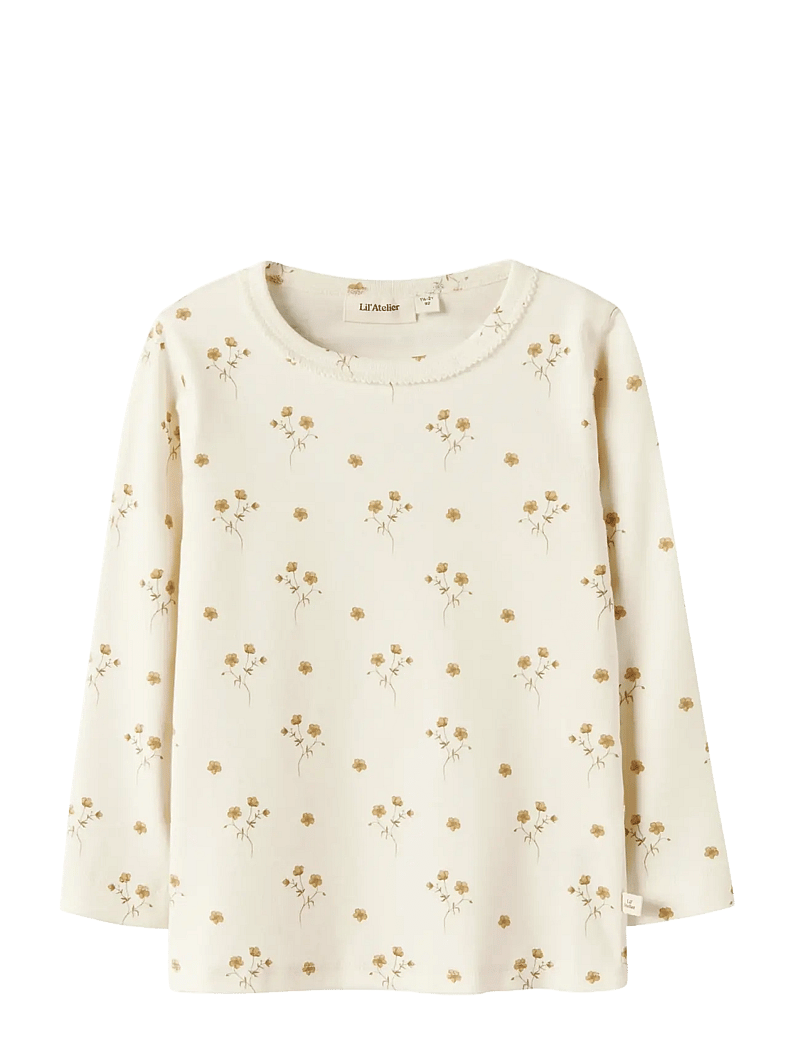 Lil'Atelier - NMFLAYO SIG LS SLIM TOP LIL - langærmede t-shirts - coconut milk - 1