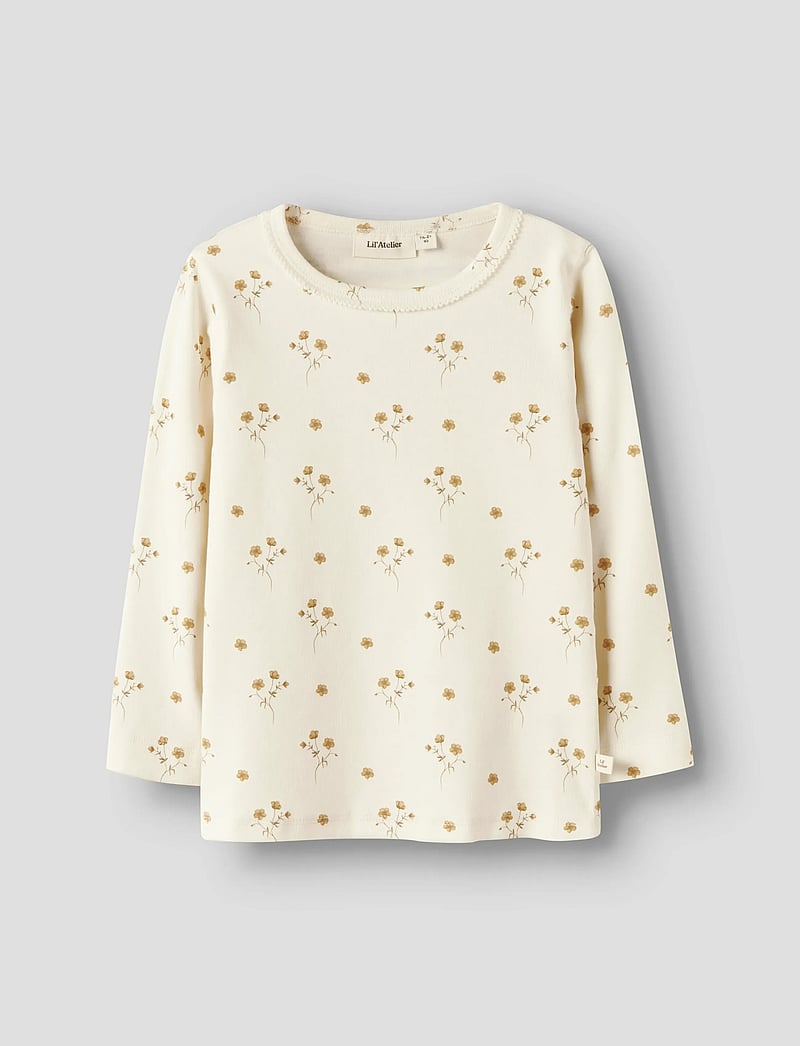Lil'Atelier - NMFLAYO SIG LS SLIM TOP LIL - langærmede t-shirts - coconut milk - 3