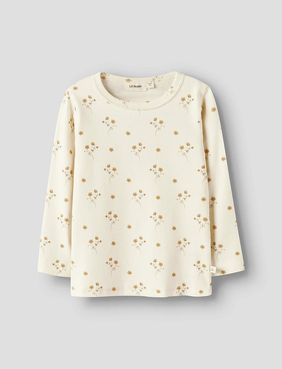 Lil'Atelier - NMFLAYO SIG LS SLIM TOP LIL - toppar & t-shirts - coconut milk - 3